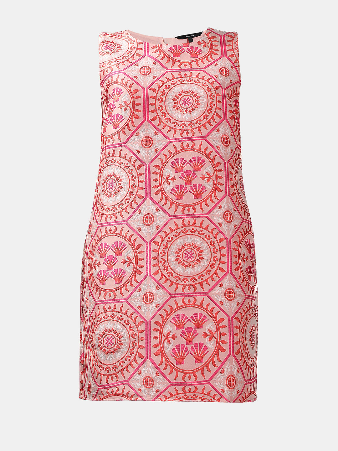 Pink Printed Boxy Fit Mini Dress
