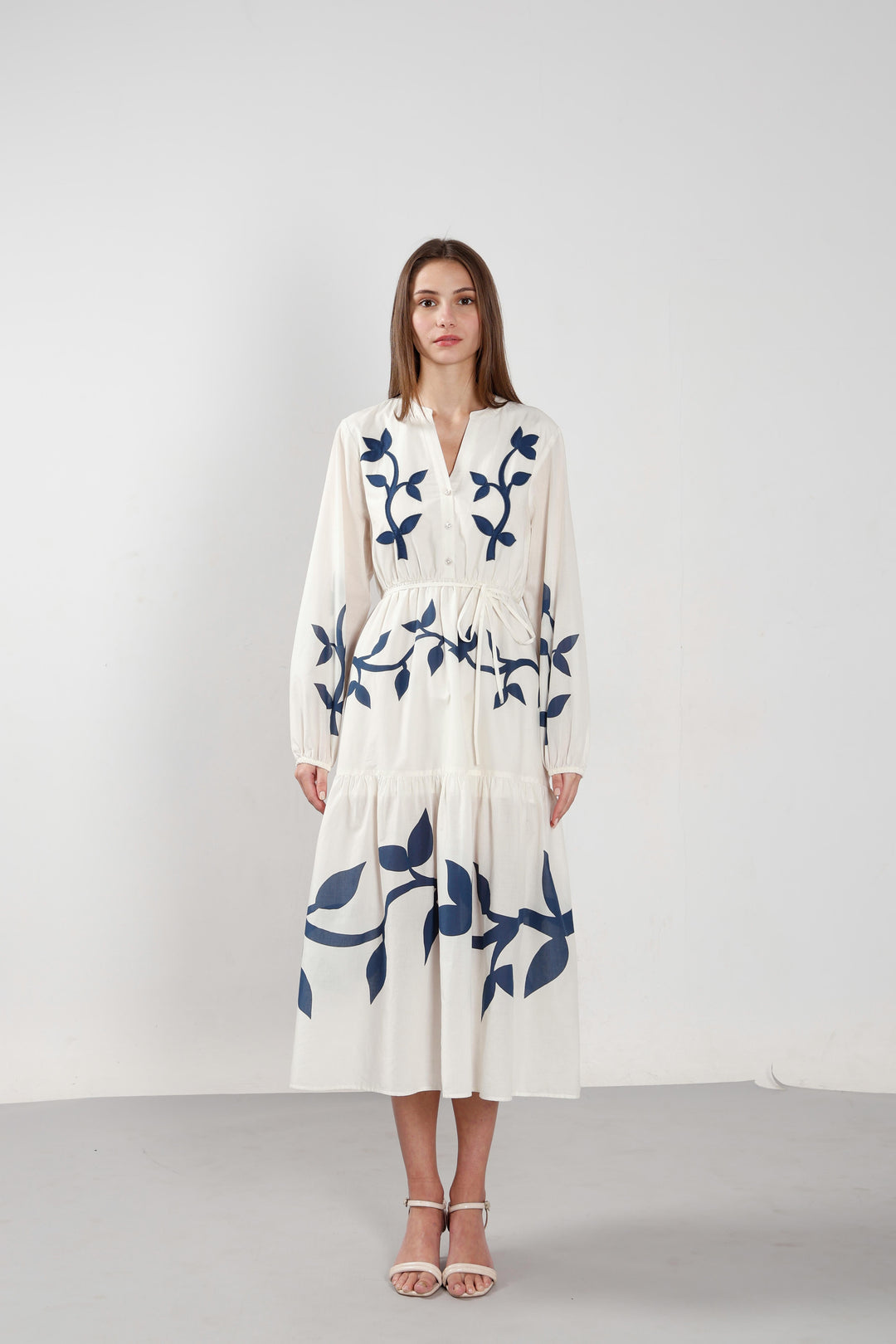 Vero Moda off-White Floral Cotton Midi Dress