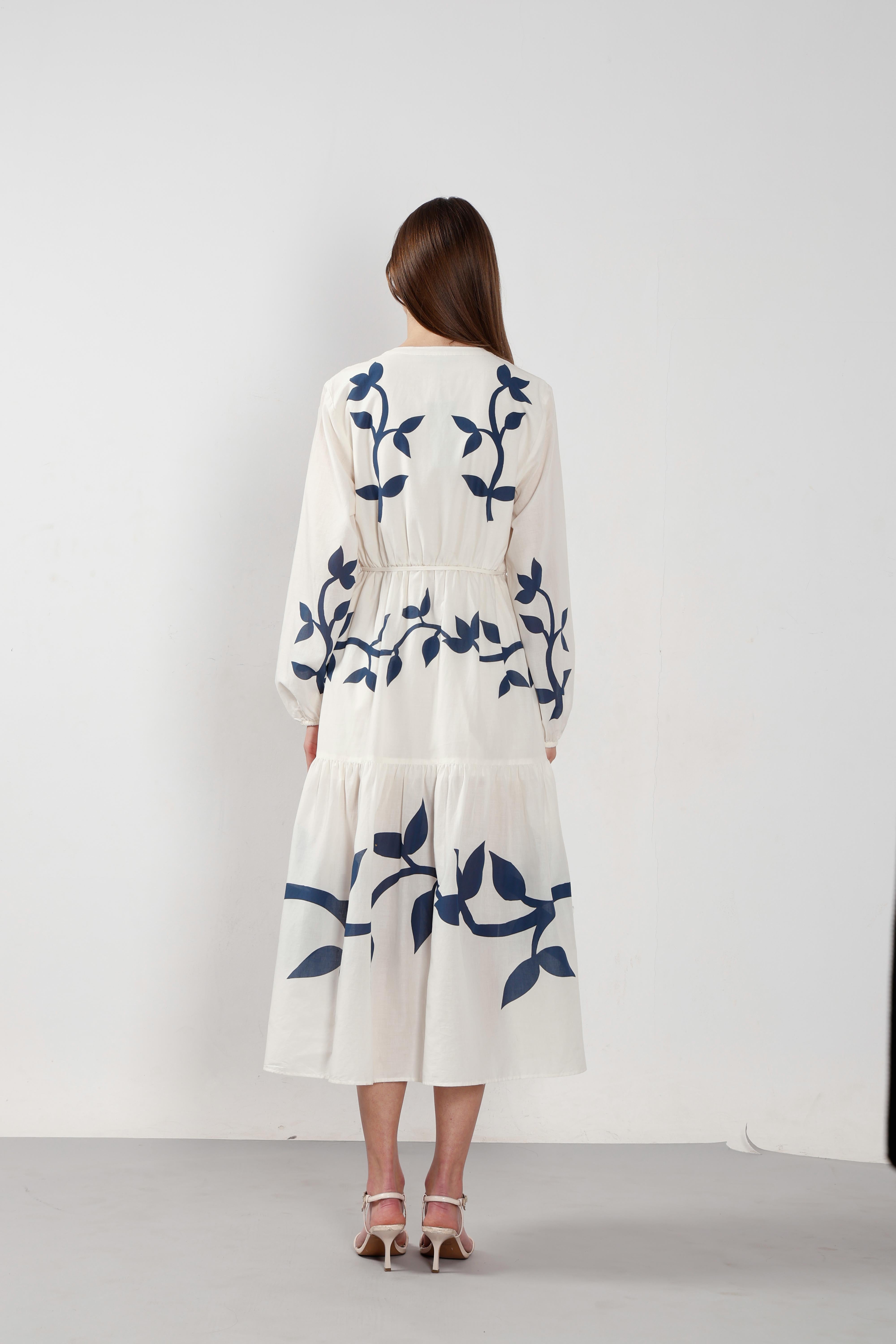 Vero Moda off-White Floral Cotton Midi Dress