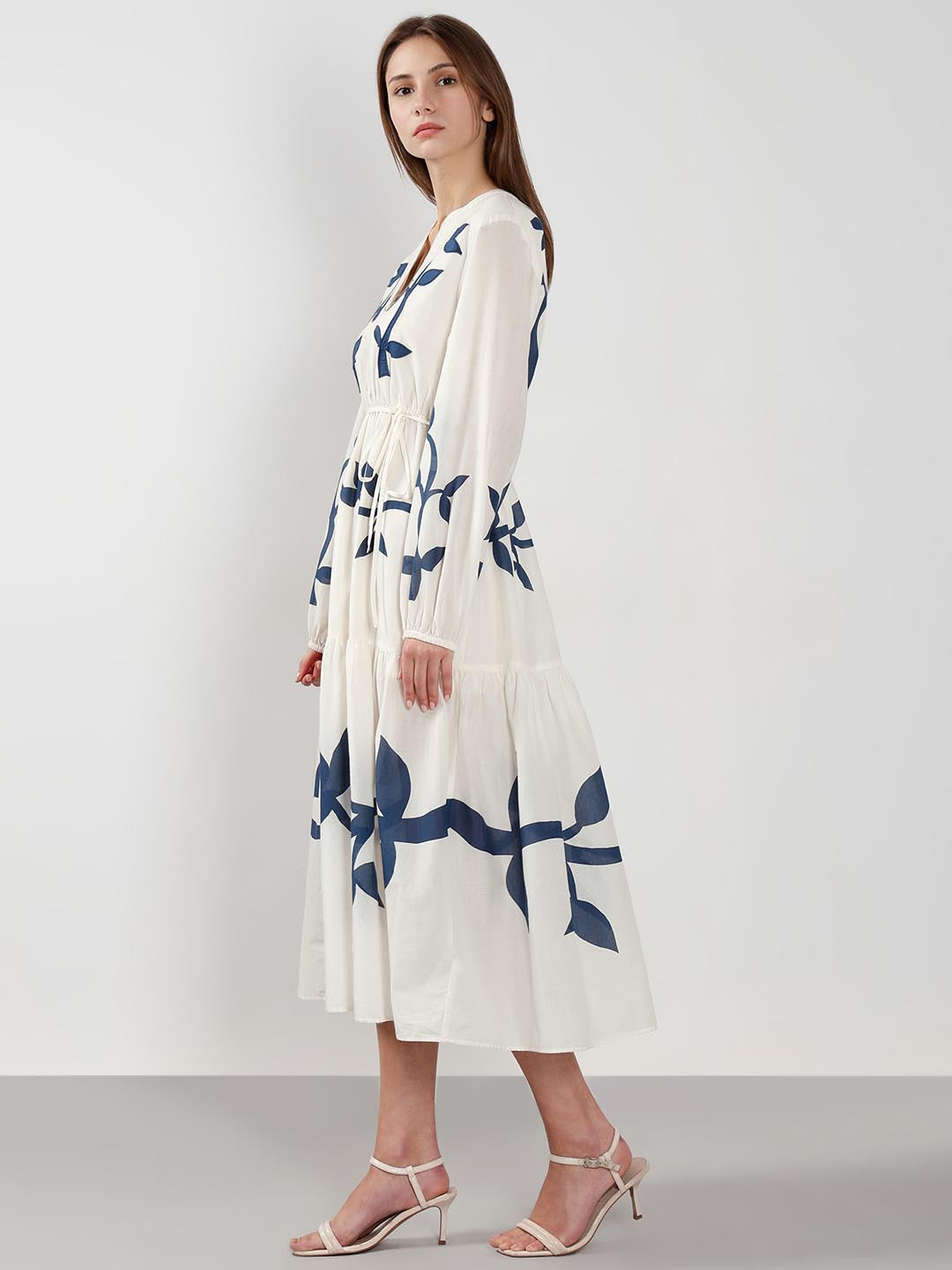 Vero Moda off-White Floral Cotton Midi Dress