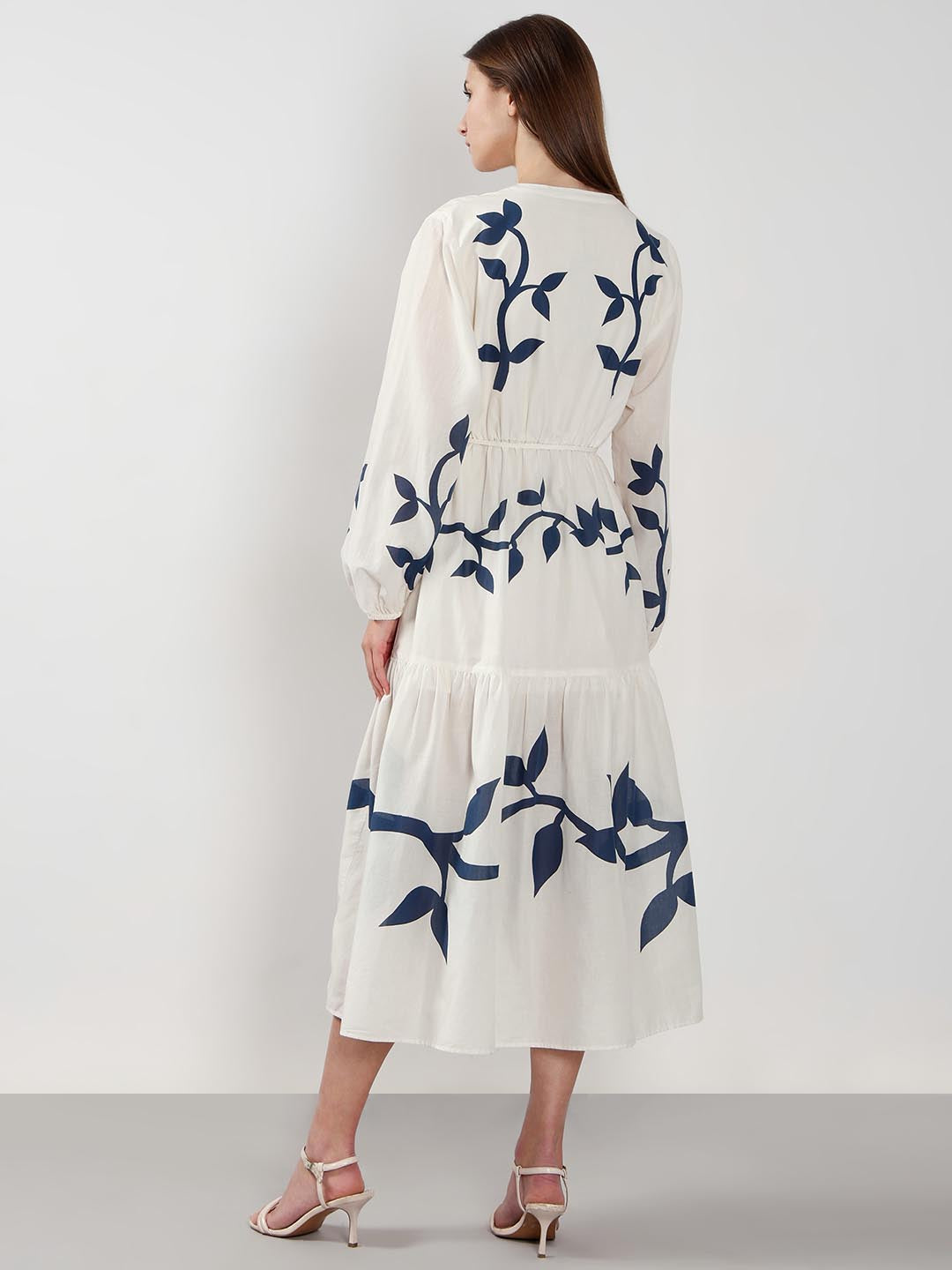 Vero Moda off-White Floral Cotton Midi Dress