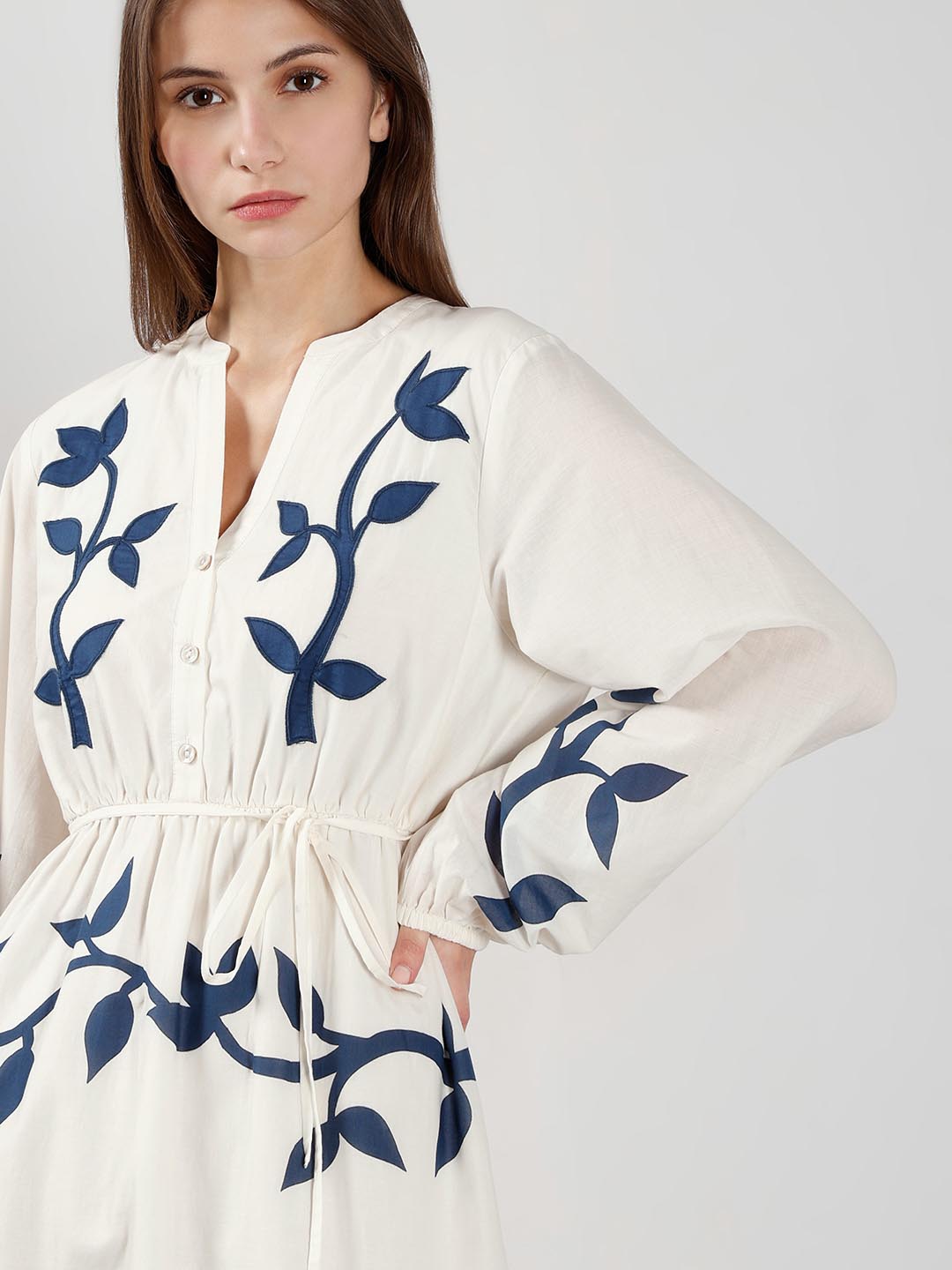 Vero Moda off-White Floral Cotton Midi Dress