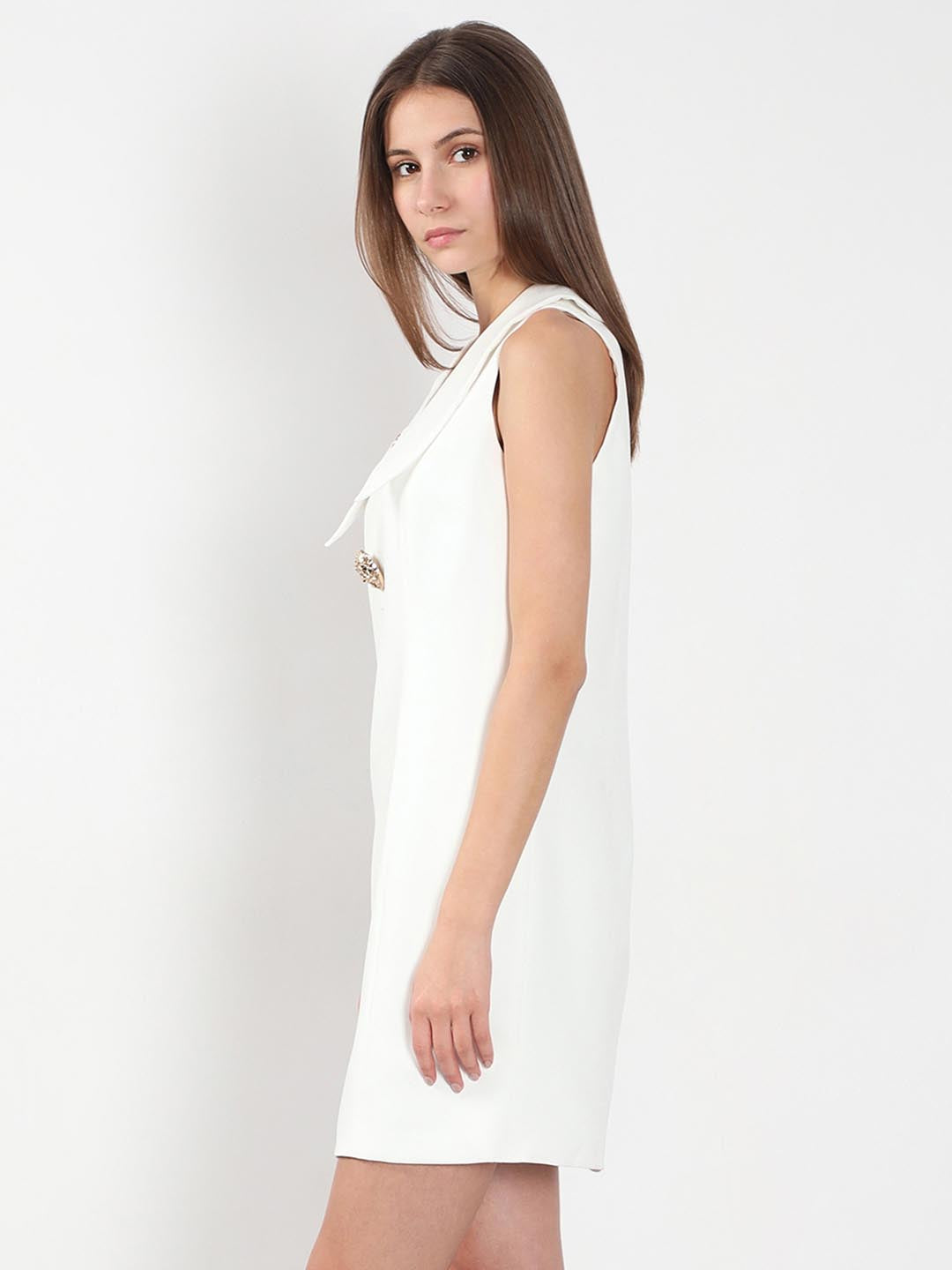 Vero Moda White V Neck Bodycon Fit Dress