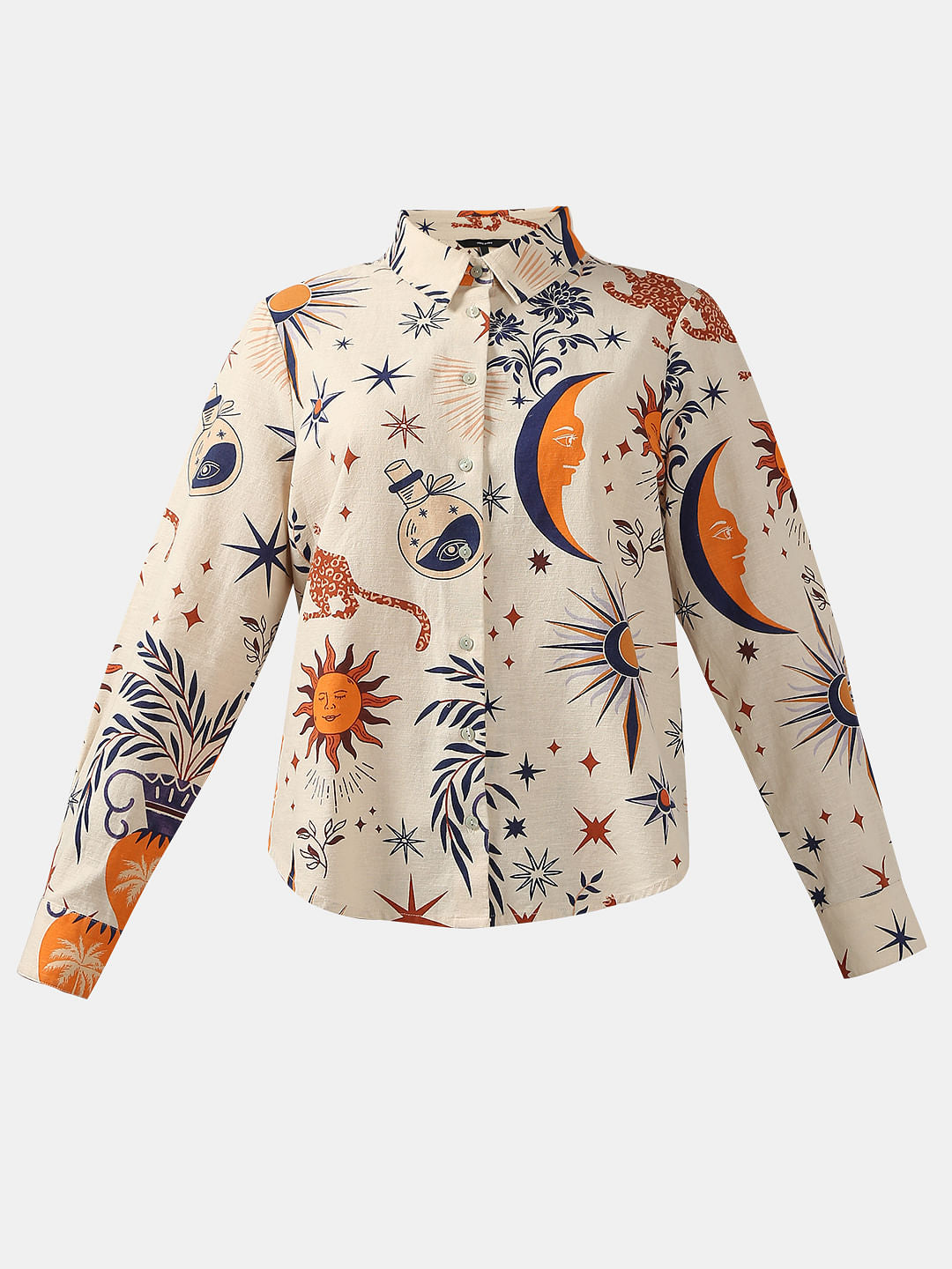 Ecru Printed Co-Ord Set Shirt