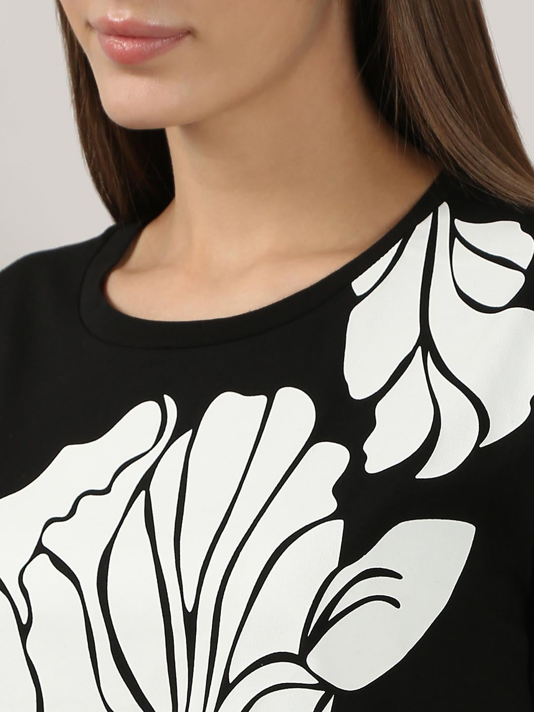 Vero Moda Black Printed Cotton T-Shirt