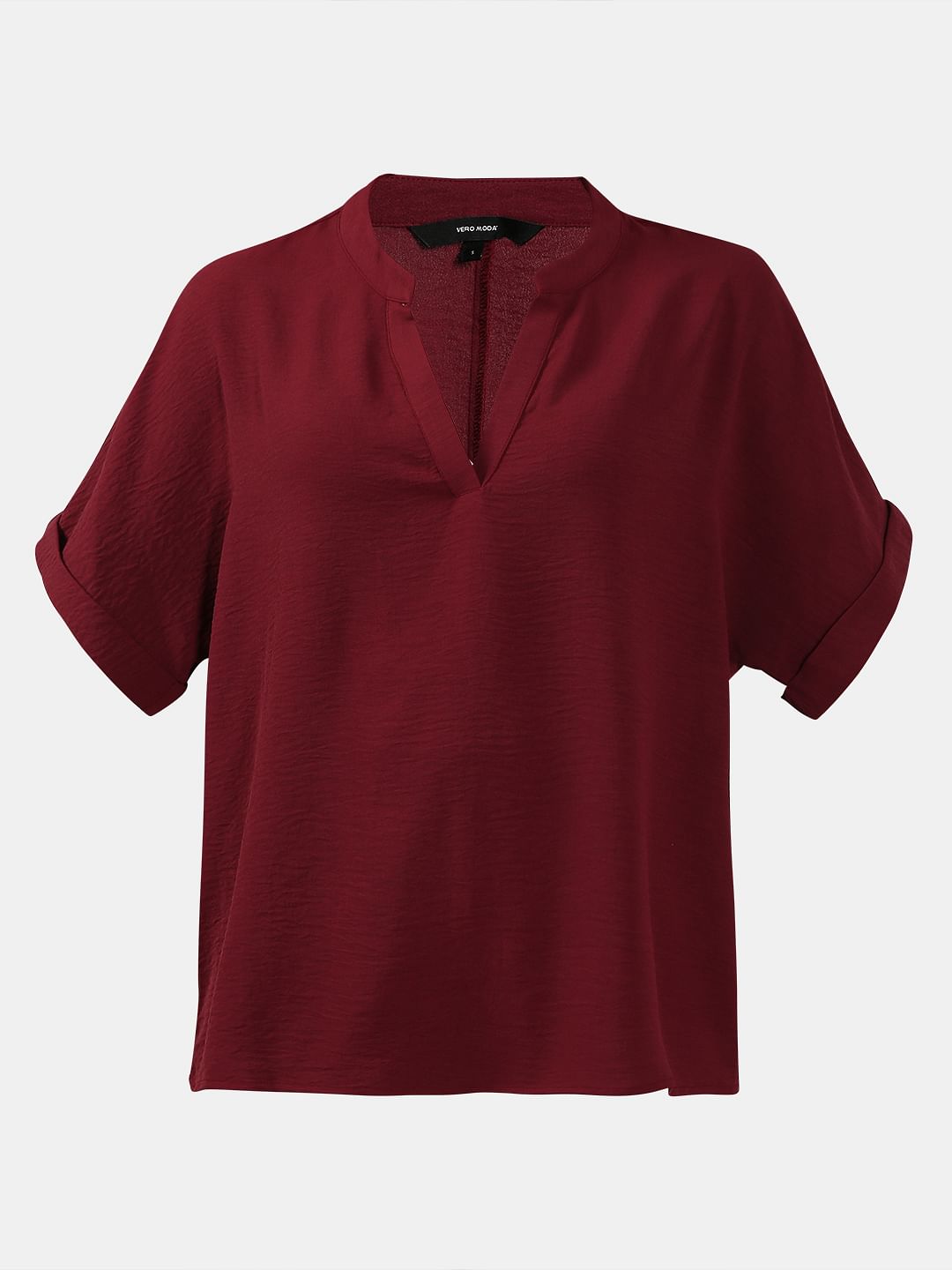 Maroon V Neck Top