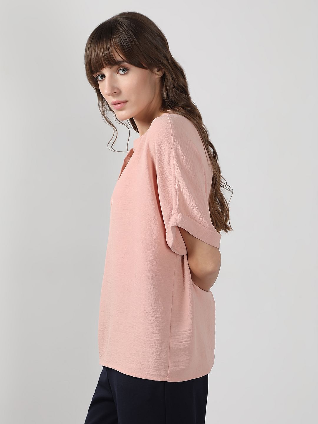 Light Pink V Neck Top