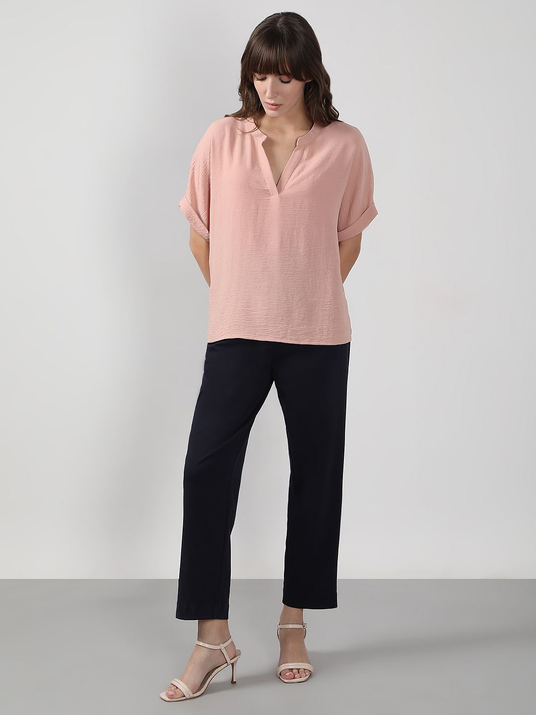 Light Pink V Neck Top