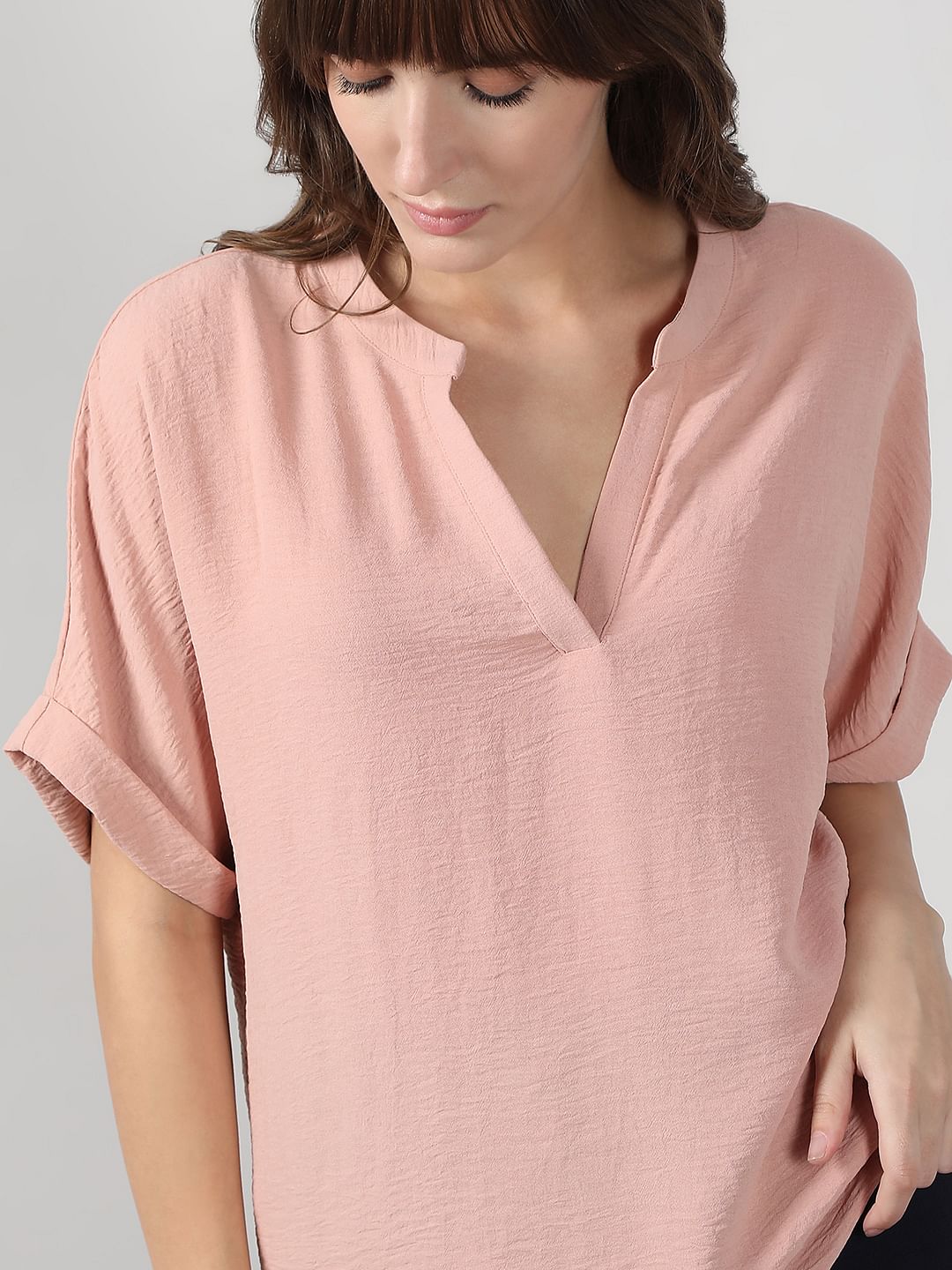 Light Pink V Neck Top