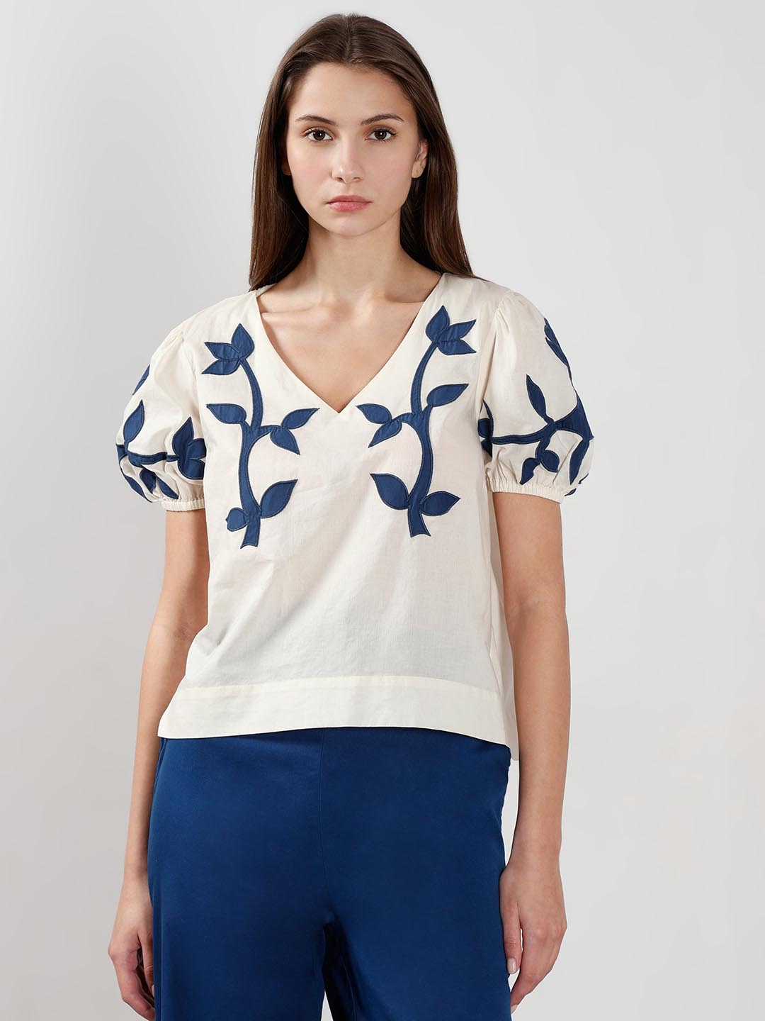 Vero Moda off-White Floral Cotton Top