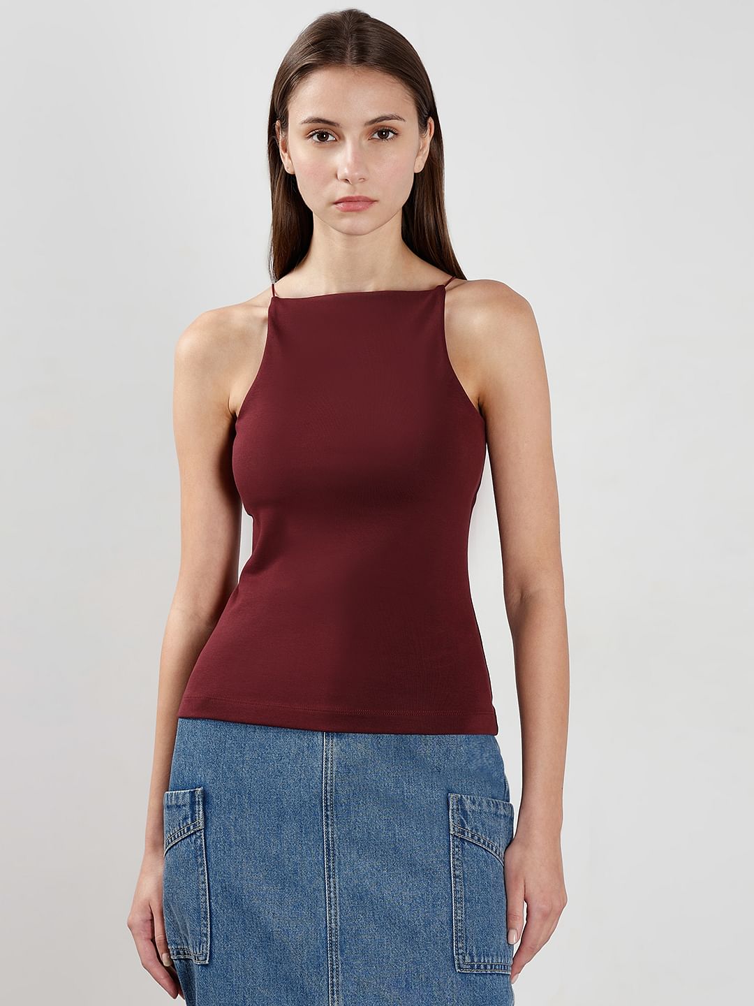 Maroon Fitted Top