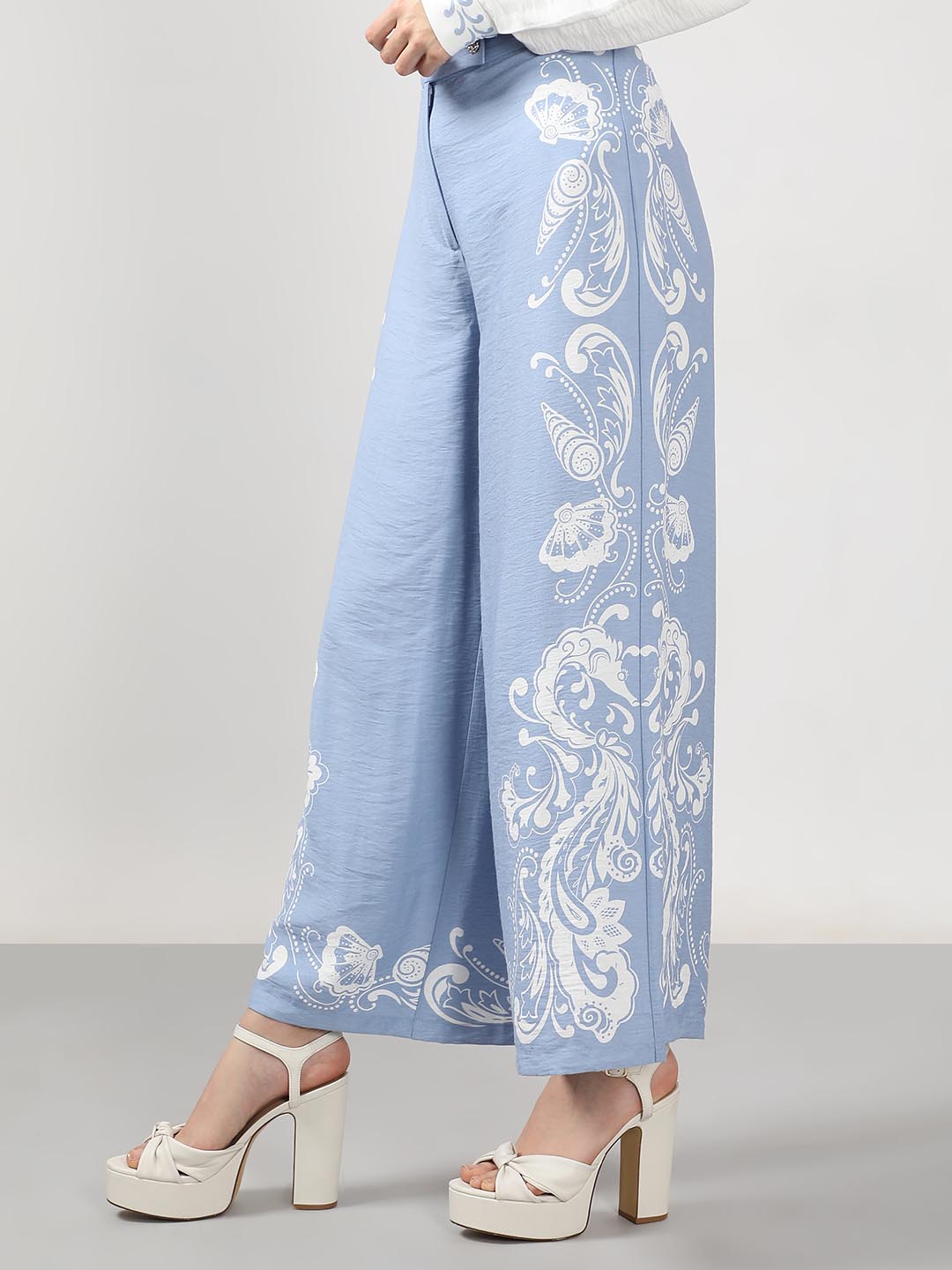 Vero Moda Blue Printed Wide Leg Pants