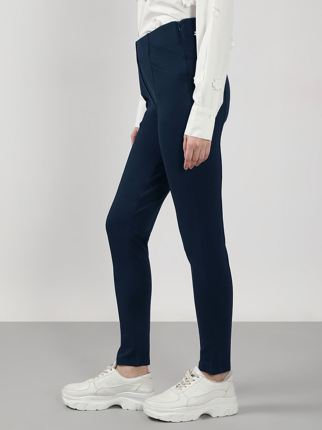 Navy Blue High Rise Fitted Jeggings