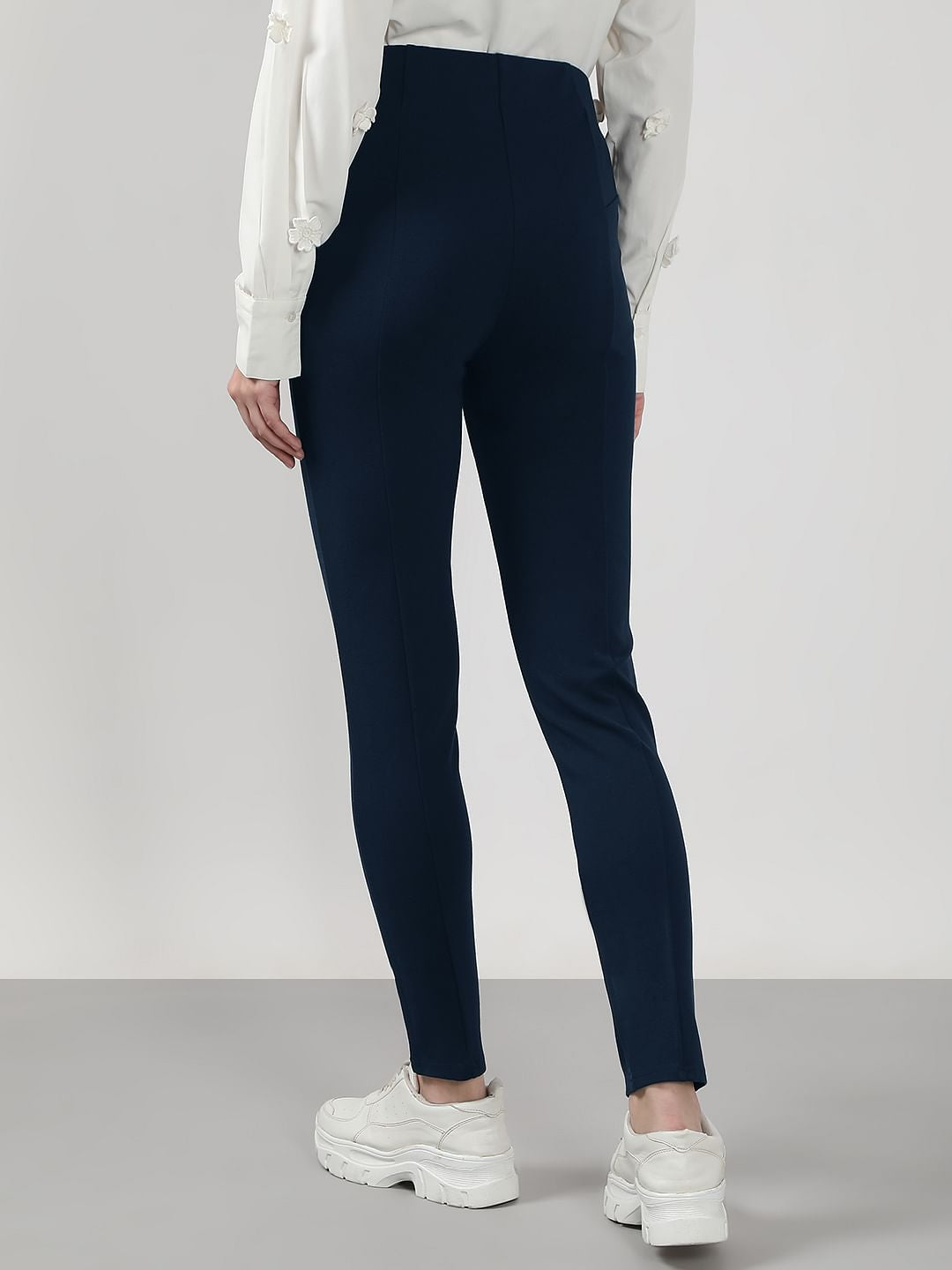 Navy Blue High Rise Fitted Jeggings