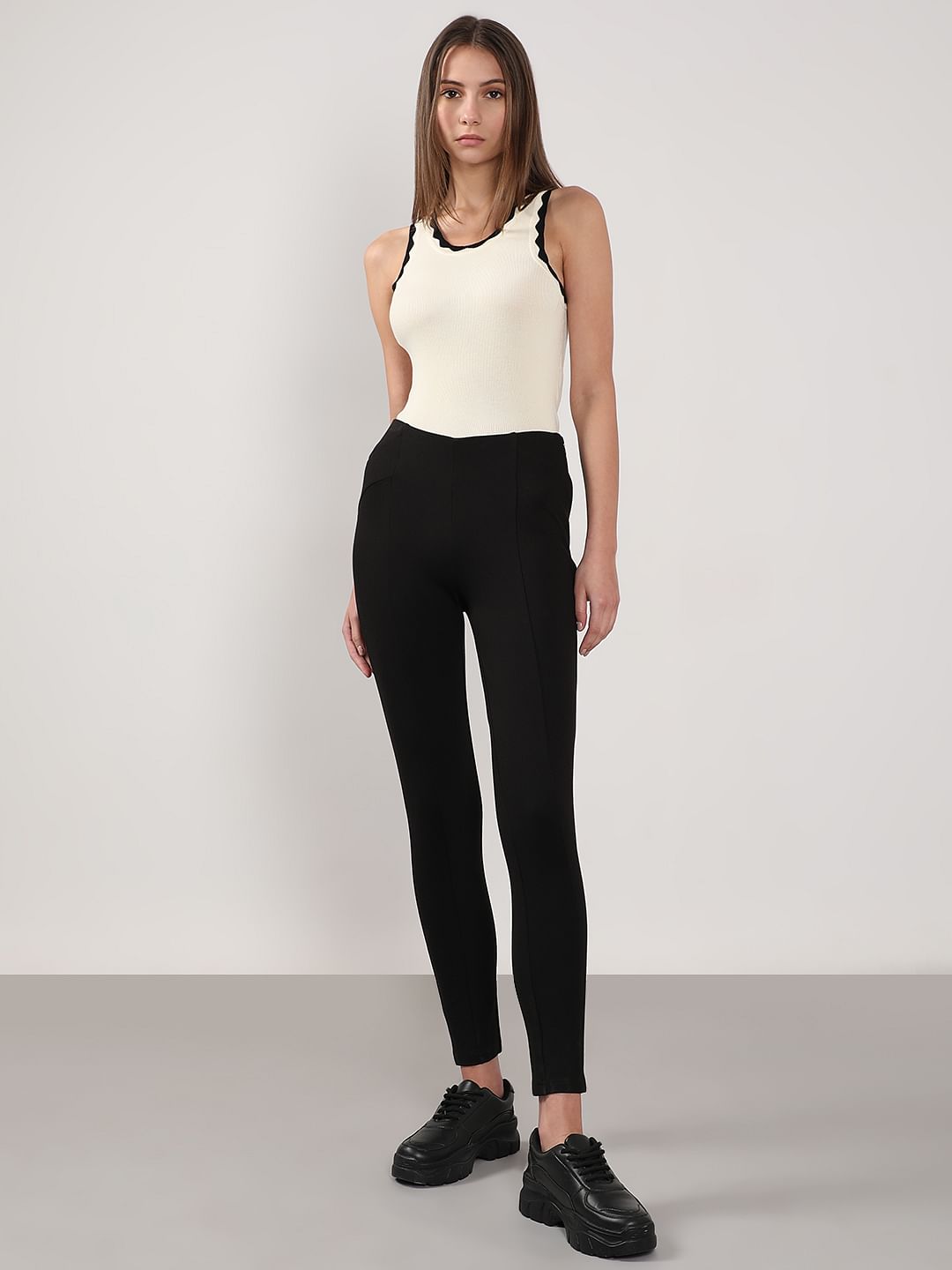 Black High Rise Skinny Jeggings