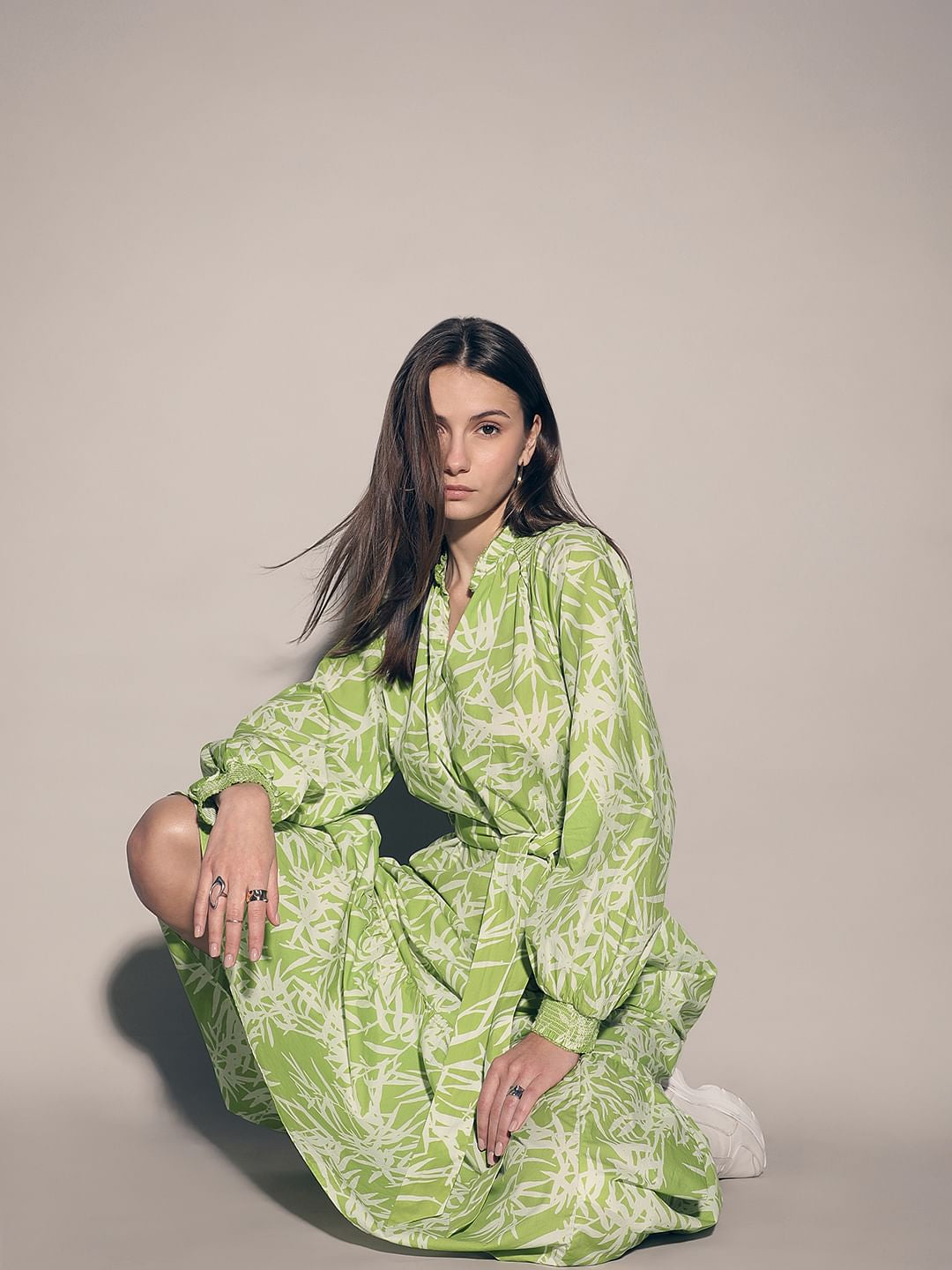 Green Printed Maxi Dress