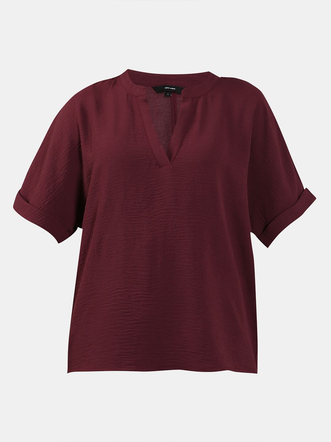 Maroon V-Neck Top
