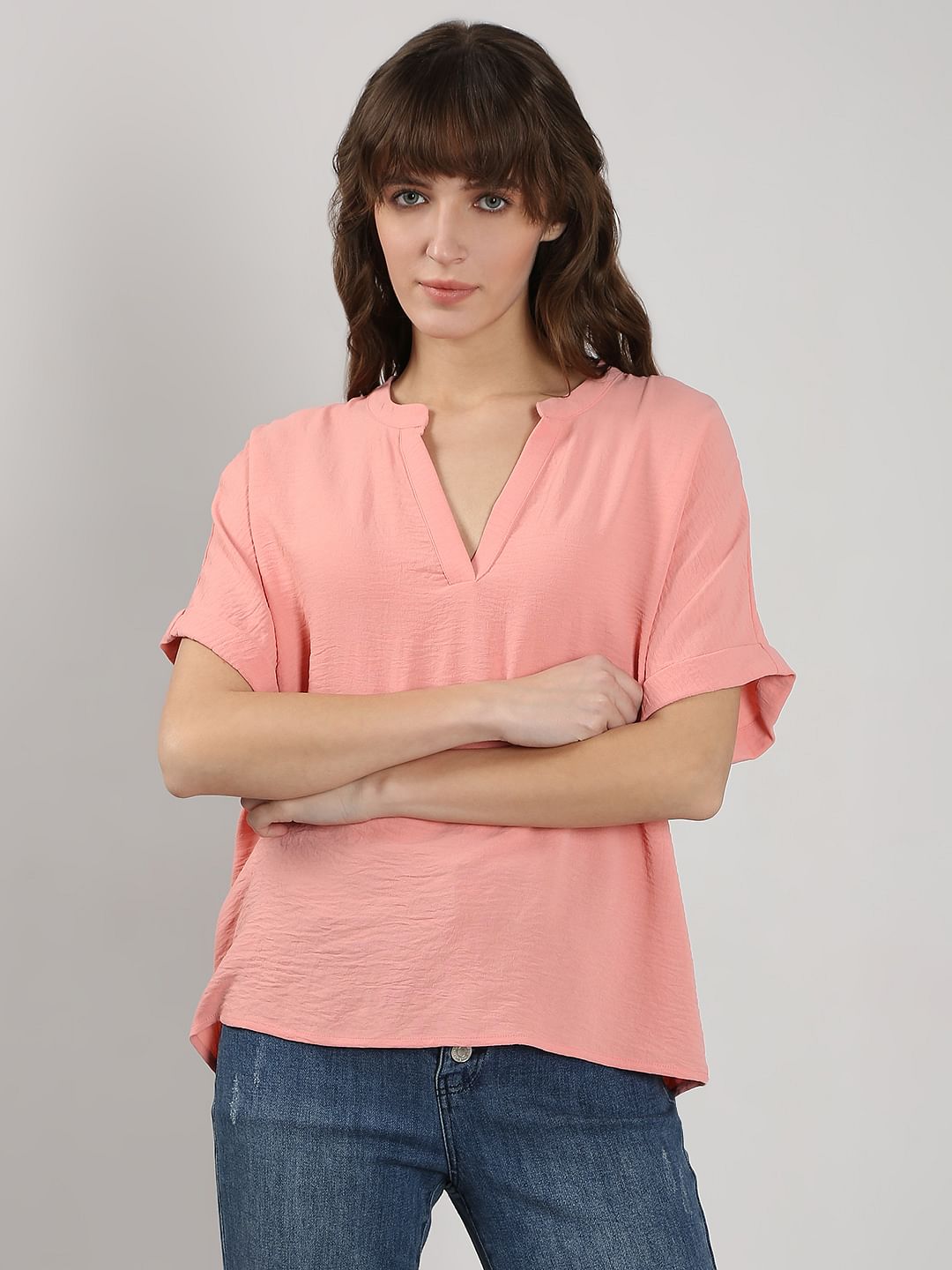 Light Pink V Neck Top
