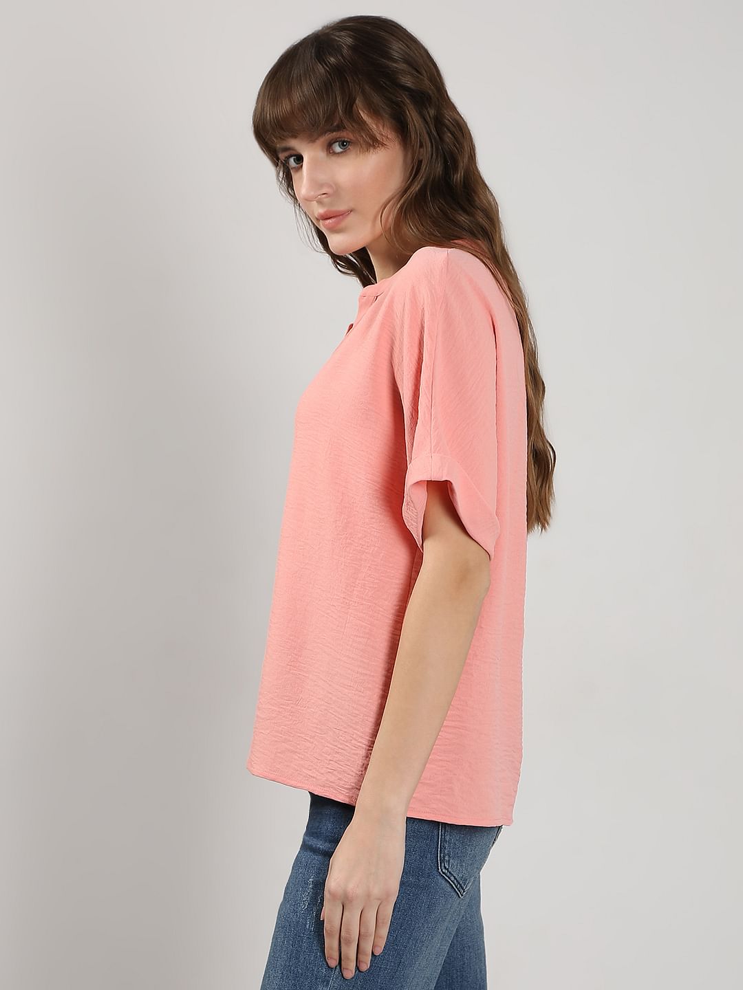 Light Pink V Neck Top