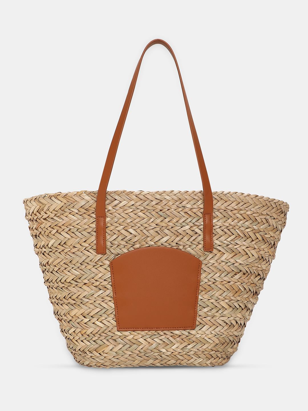 Beige Jute Tote Bag