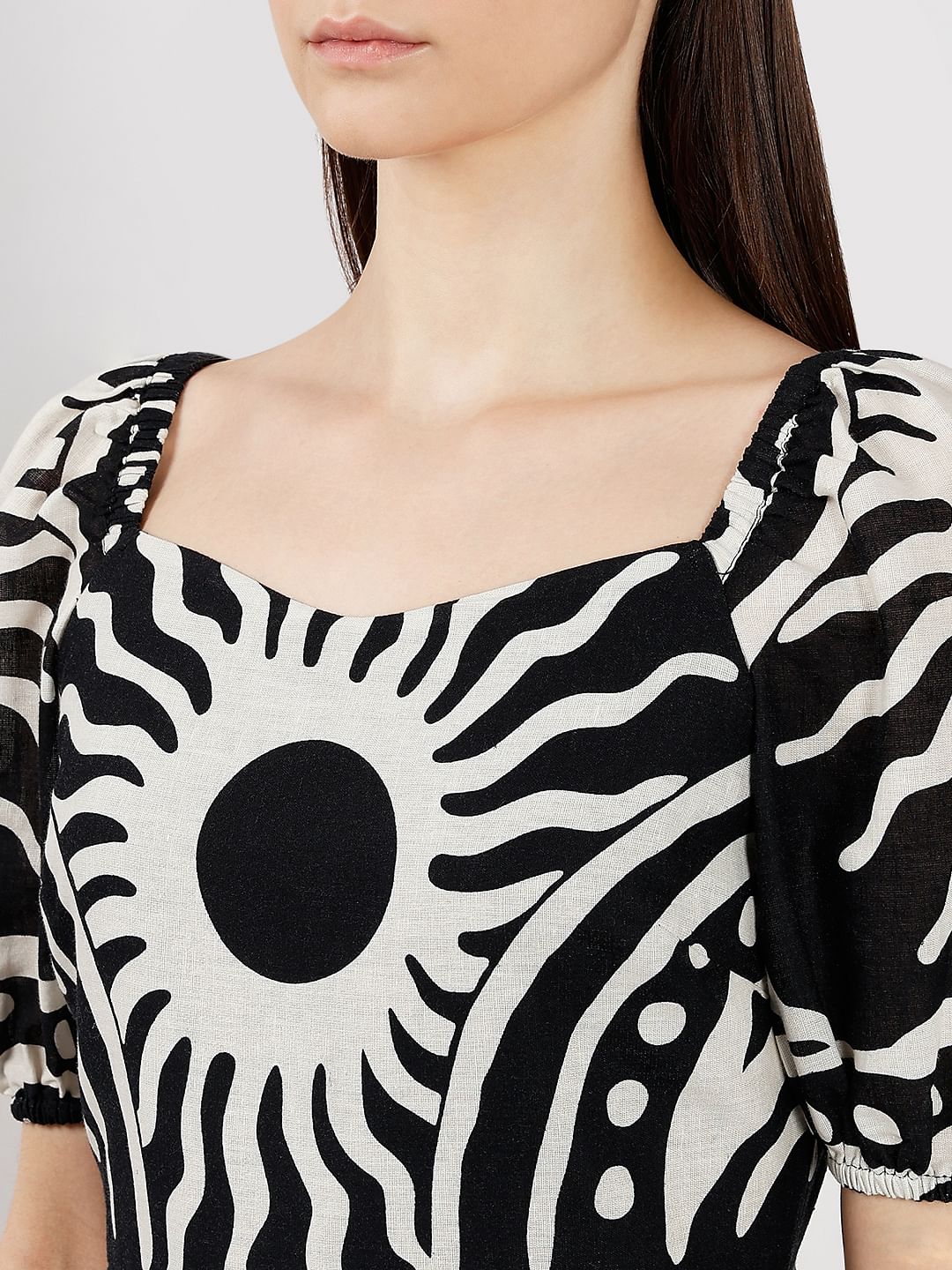 Black & White Printed Midi Dress