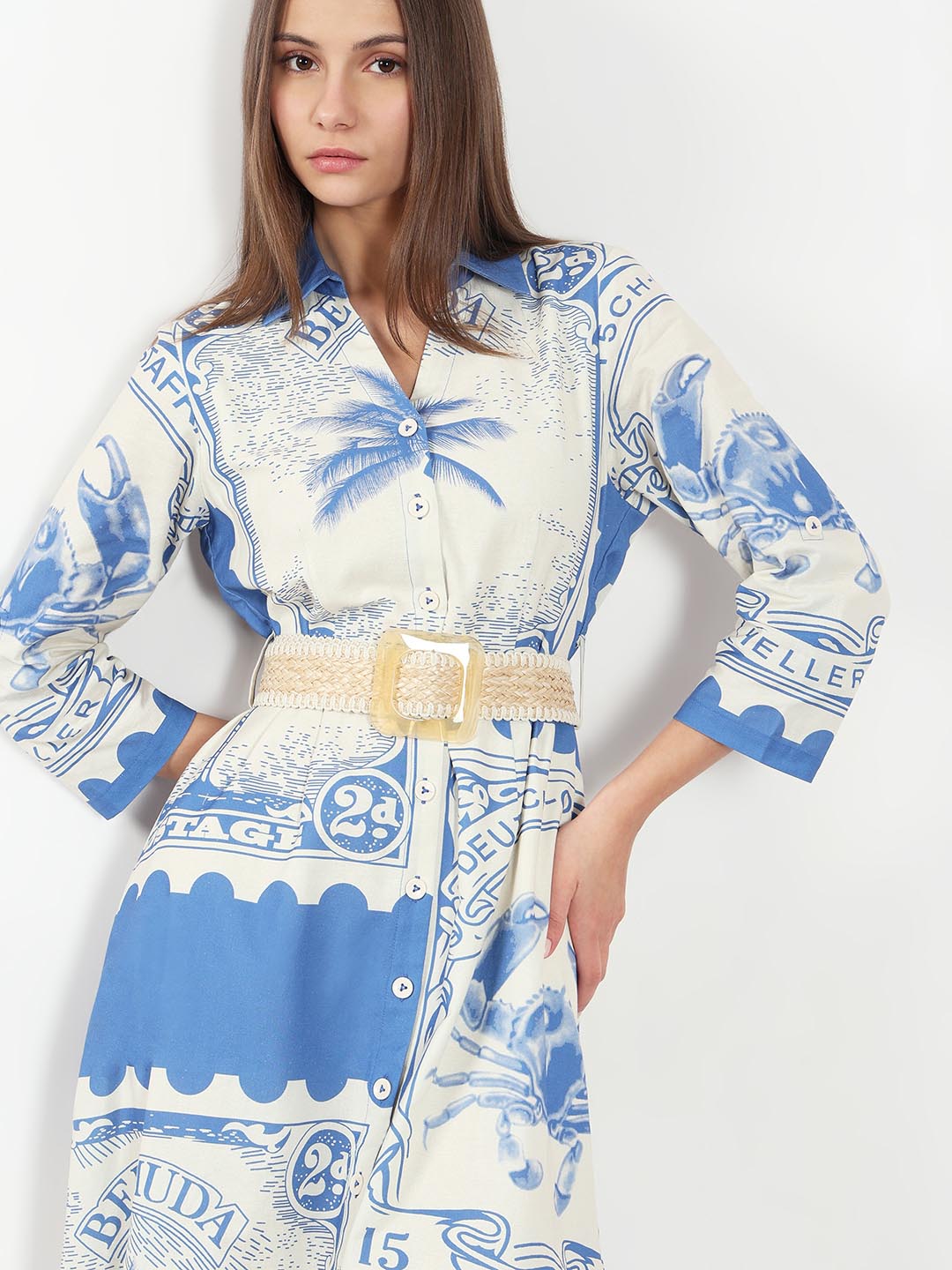 Vero Moda White Printed Shirt Dress