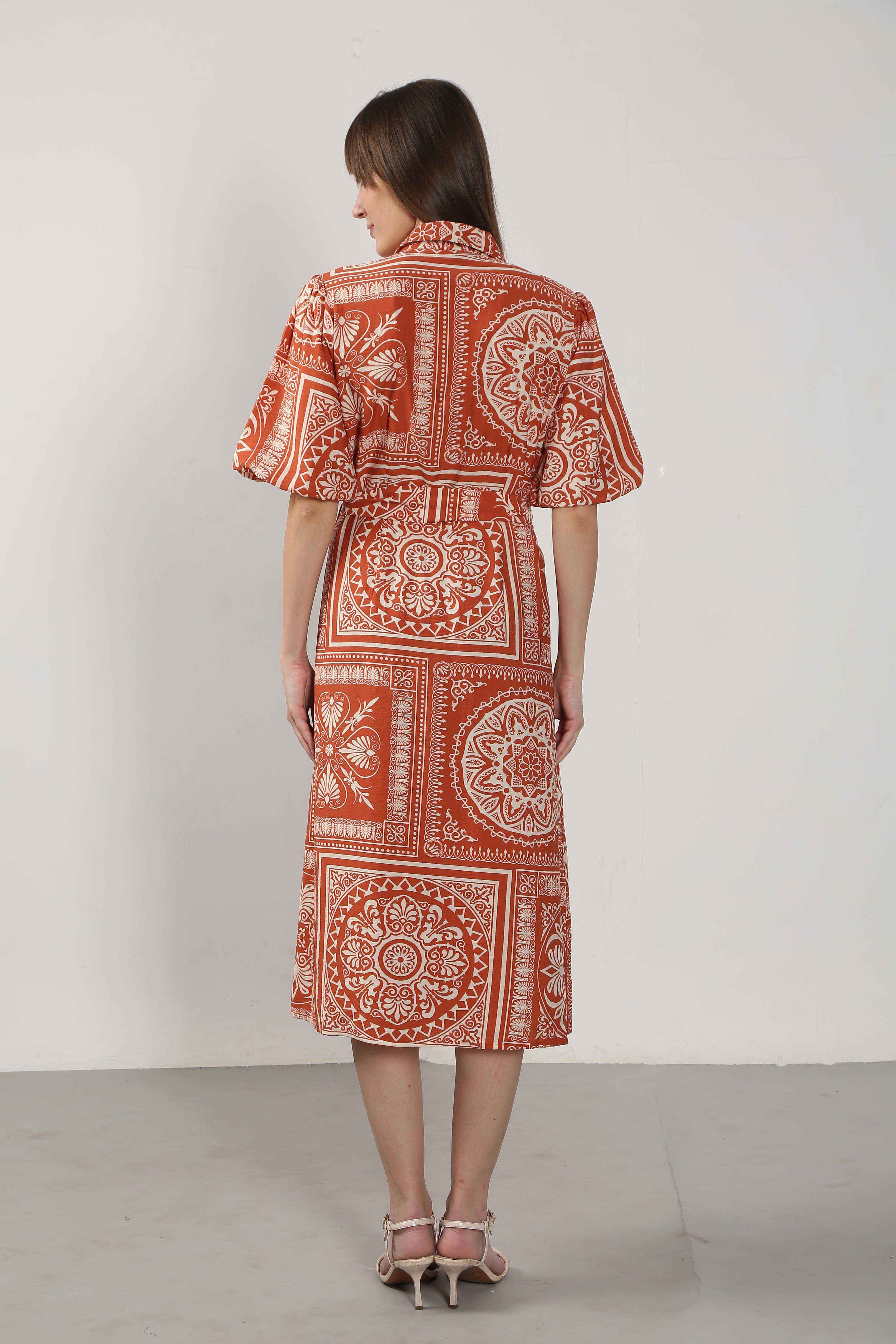 Vero Moda Rust Printed Shirt Dress