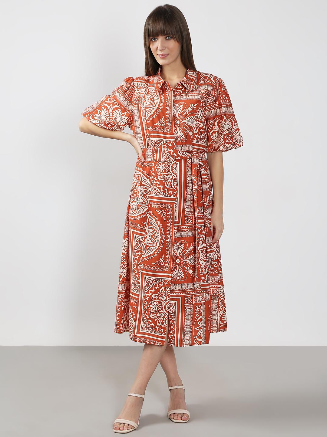 Vero Moda Rust Printed Shirt Dress