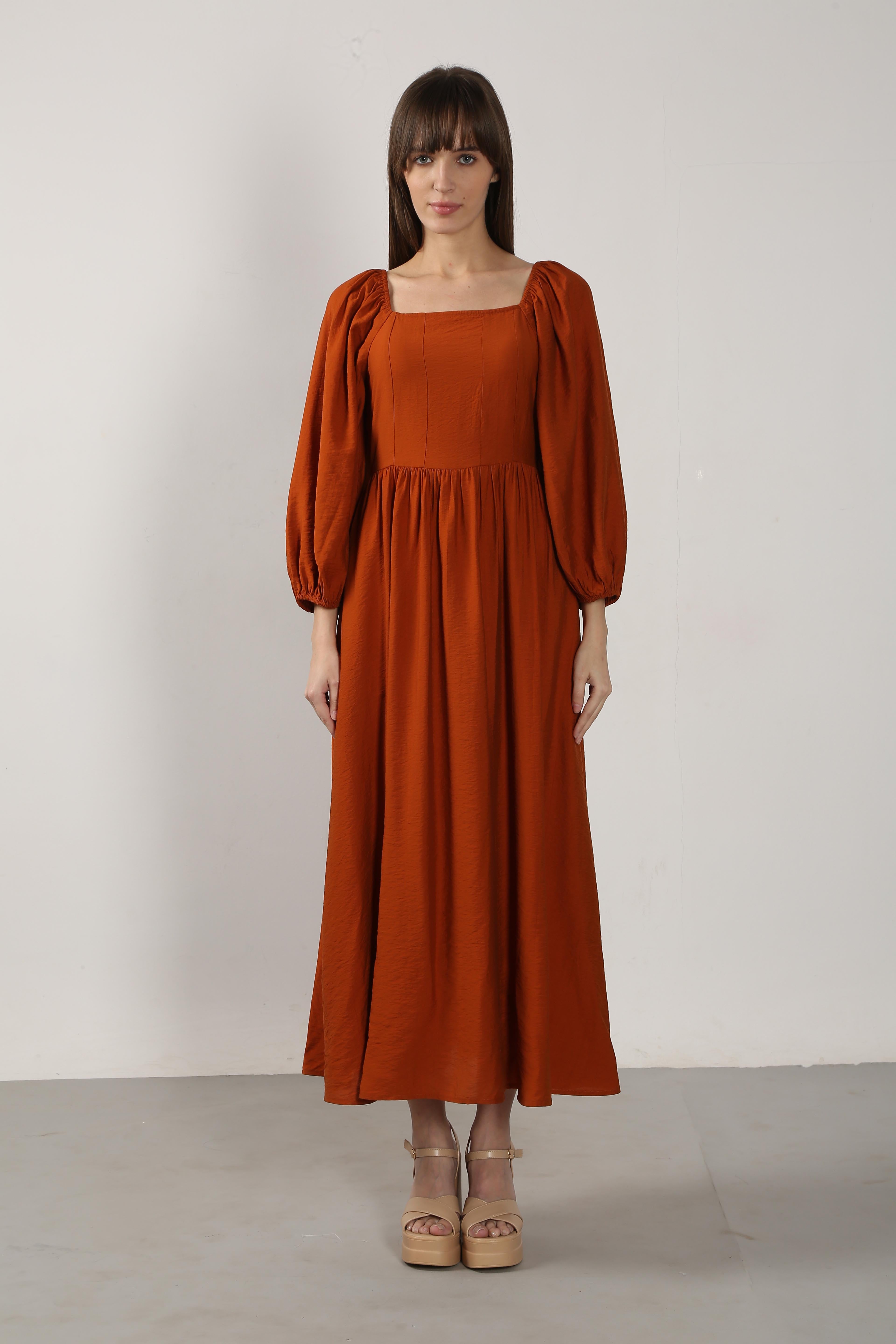 Vero Moda Rust Square Neck Midaxi Dress