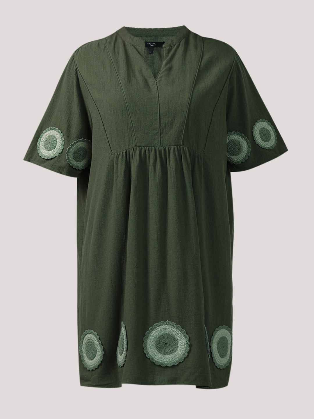 VERO MODA CURVE Dark Green Crochet Patch Detail Dress
