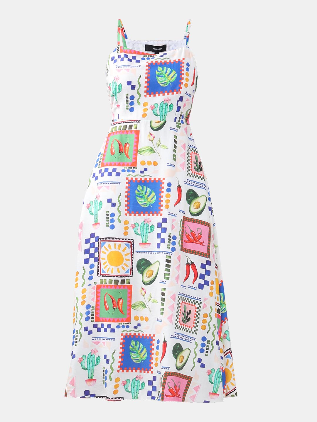 Vero Moda White Printed Midi Dress