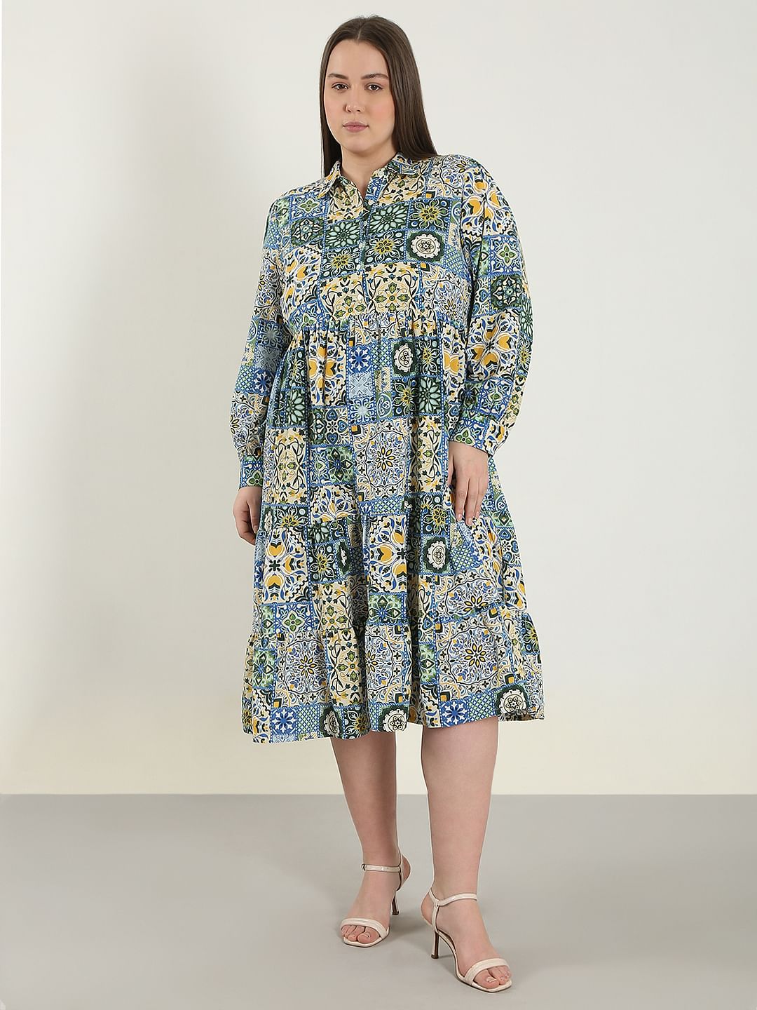 Curve Multi-Colour Printed Shirt Dress
