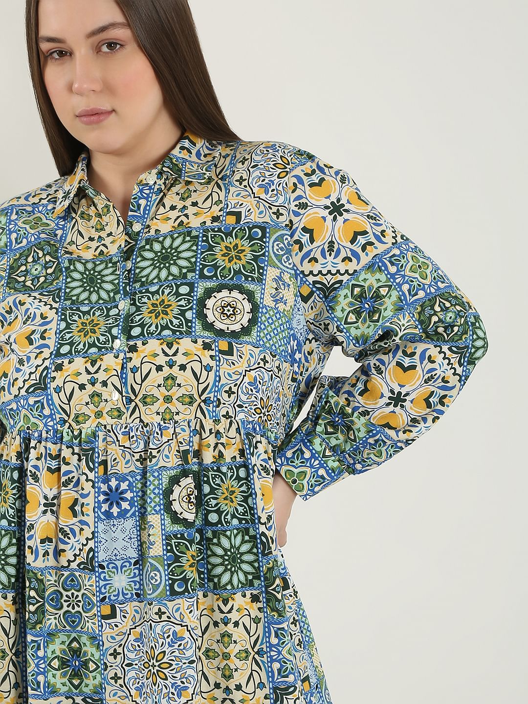 Curve Multi-Colour Printed Shirt Dress