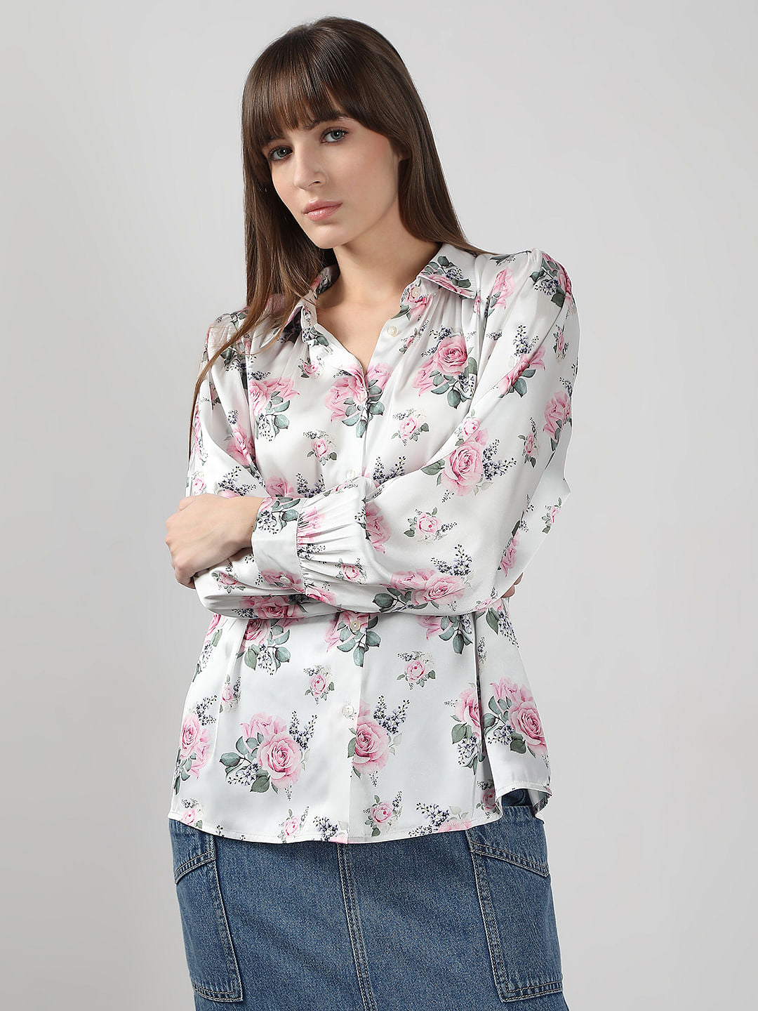 White Floral Shirt