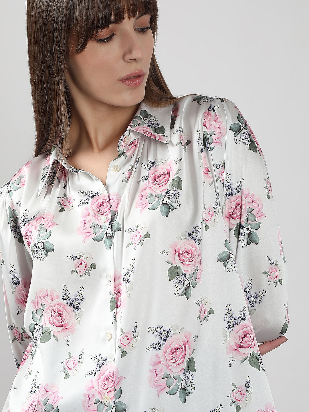 White Floral Shirt