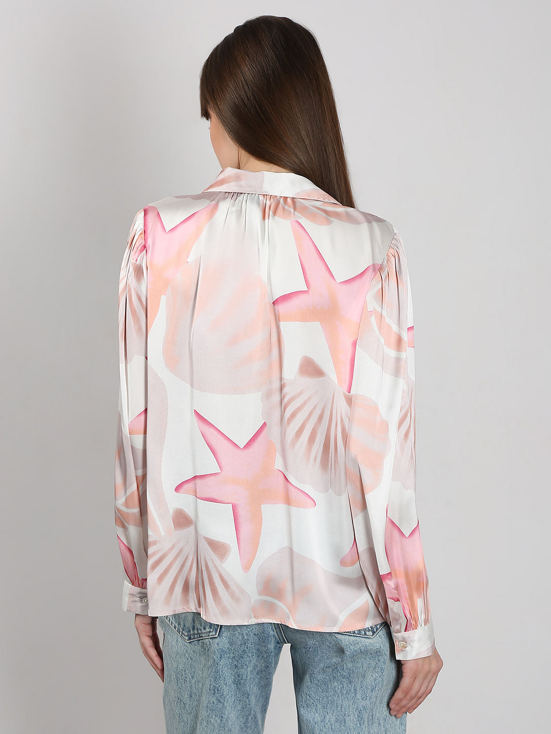 White Printed Full Sleeves Shirt