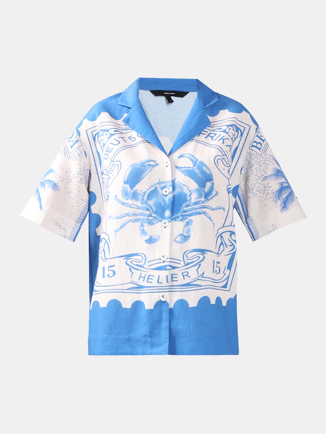 Vero Moda White Printed Cotton-Linen Shirt