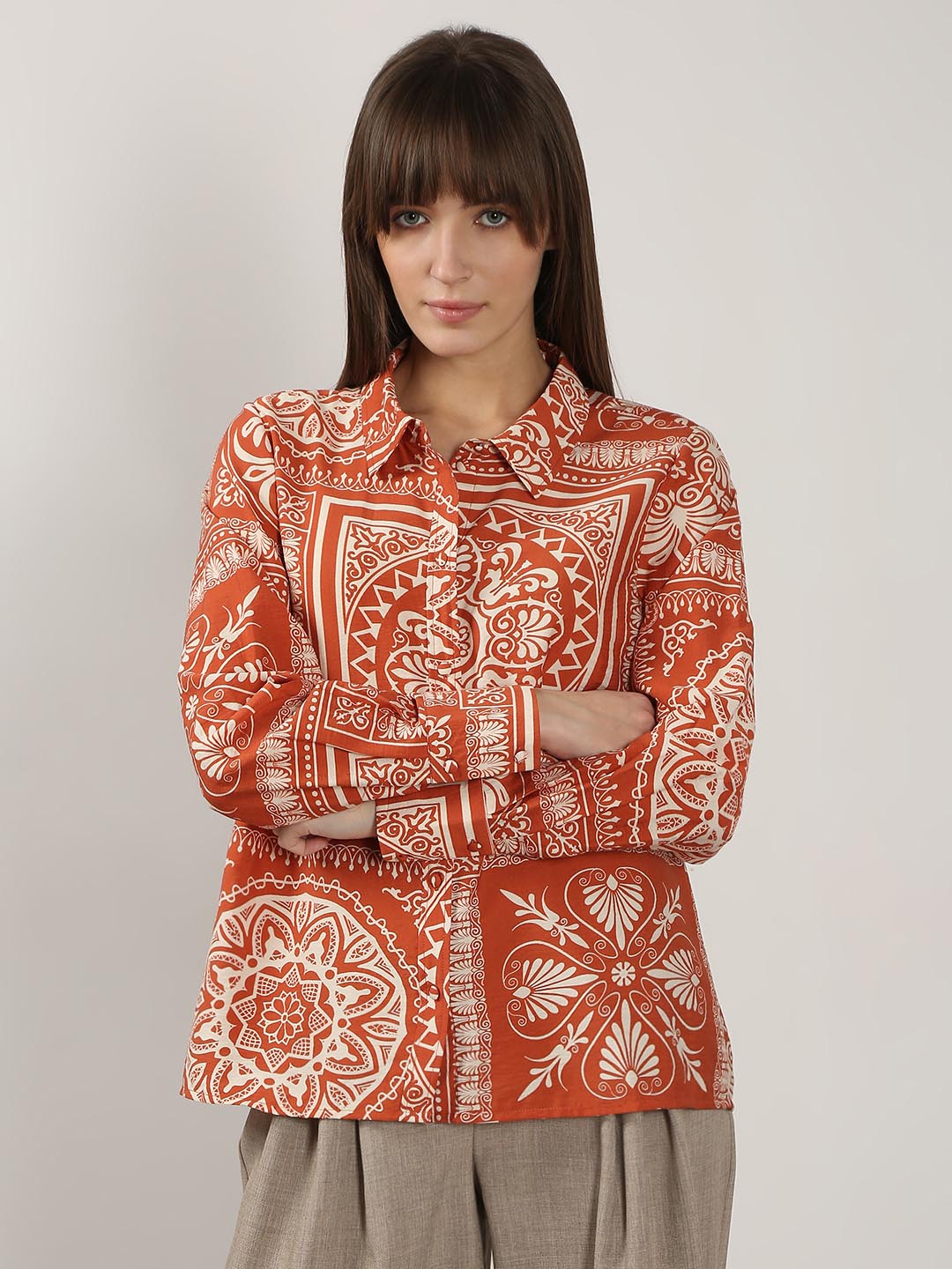 Vero Moda Rust Printed Shirt Dress