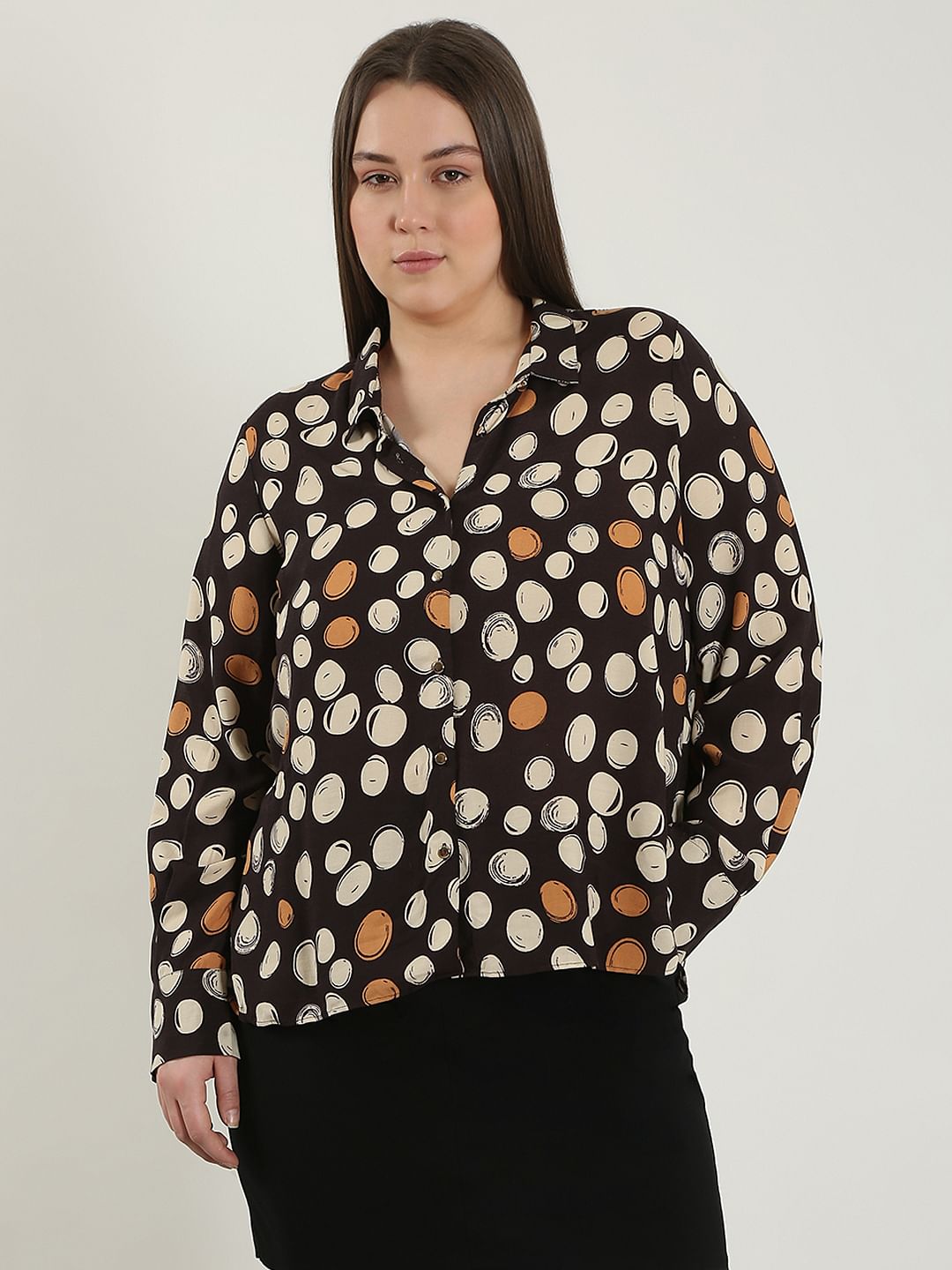 Curve Black Printed Shirt