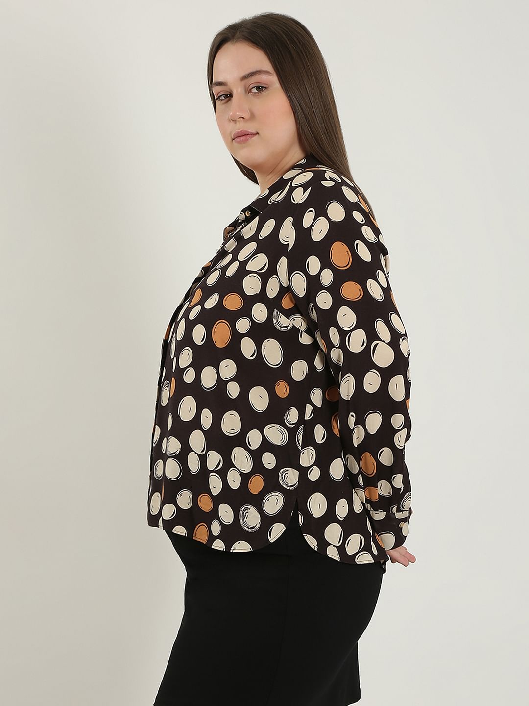 Curve Black Printed Shirt
