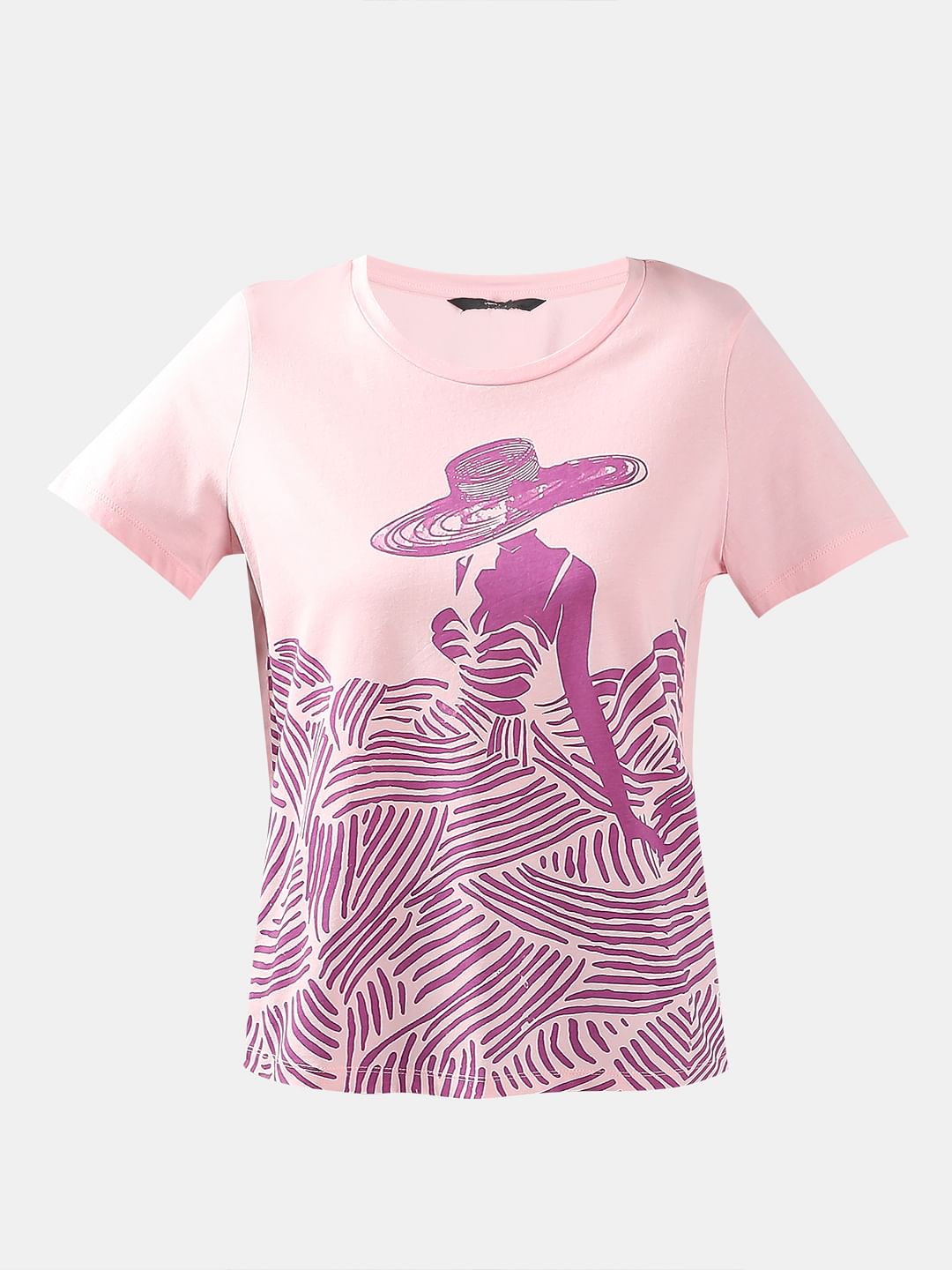 Pink Graphic Print Cotton T-Shirt