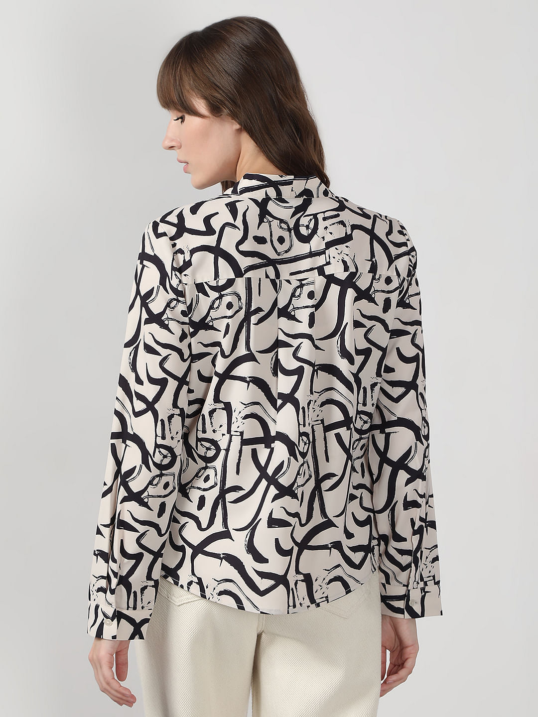 Black & White Abstract Print Top