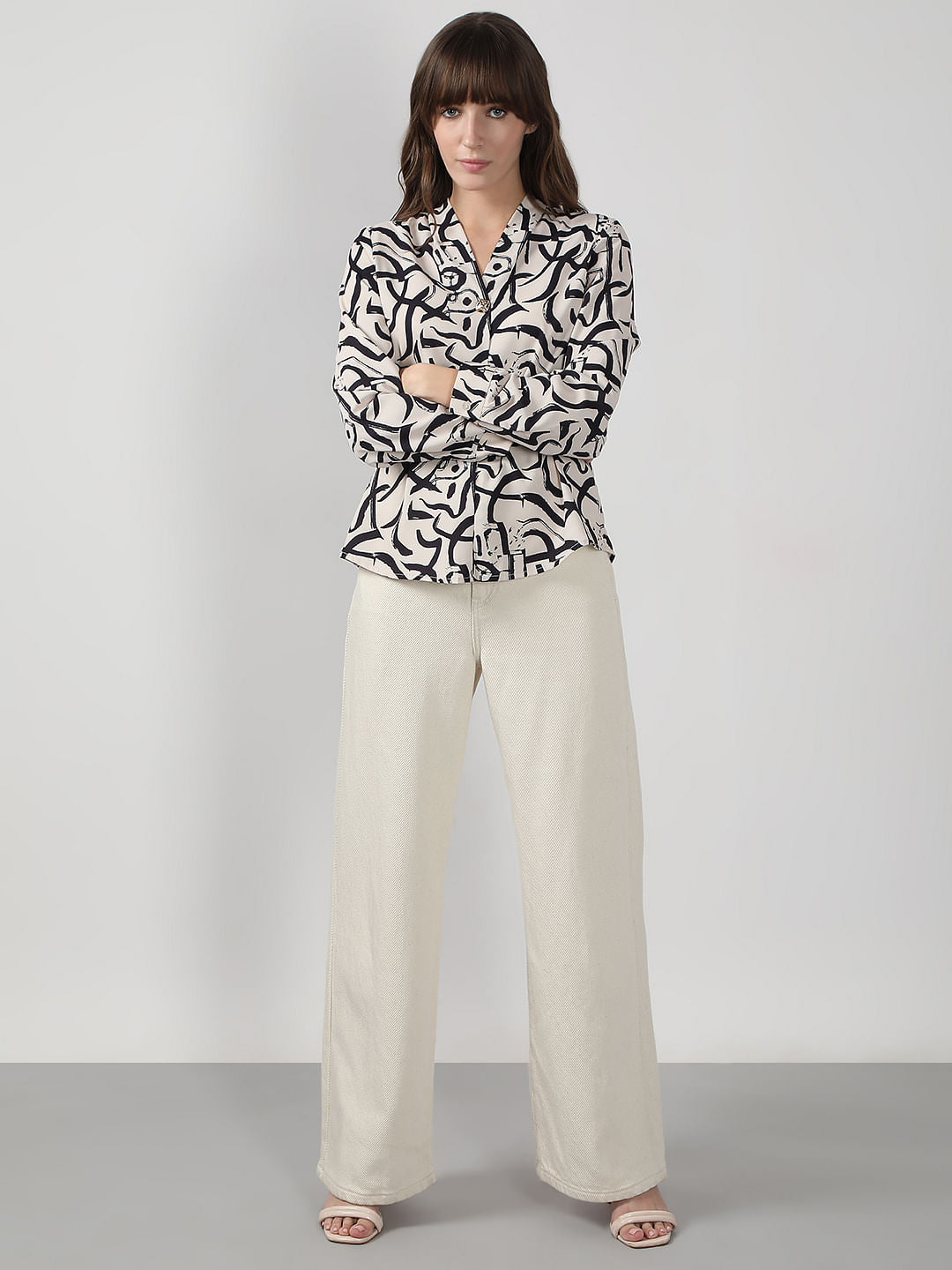 Black & White Abstract Print Top