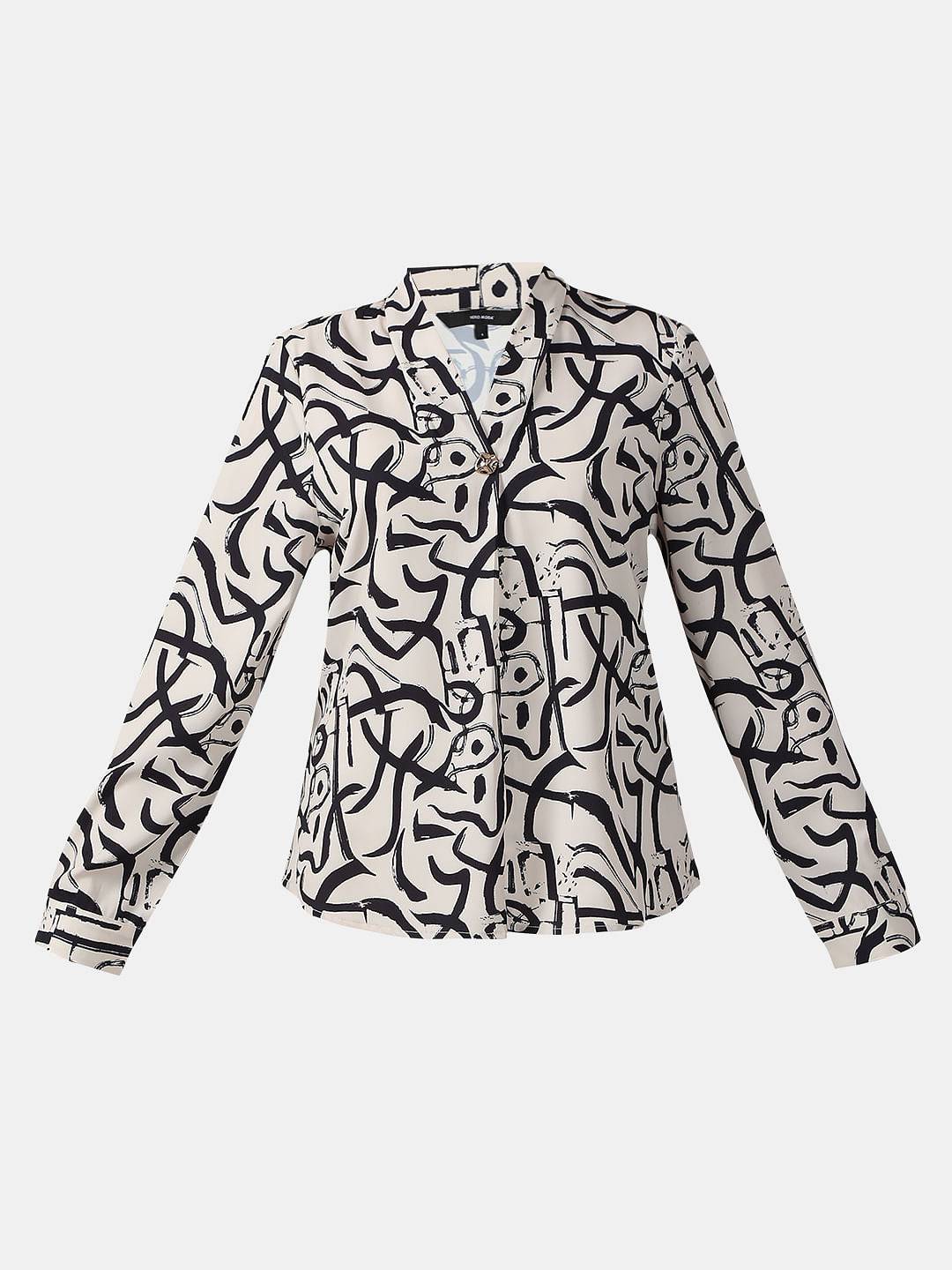 Black & White Abstract Print Top