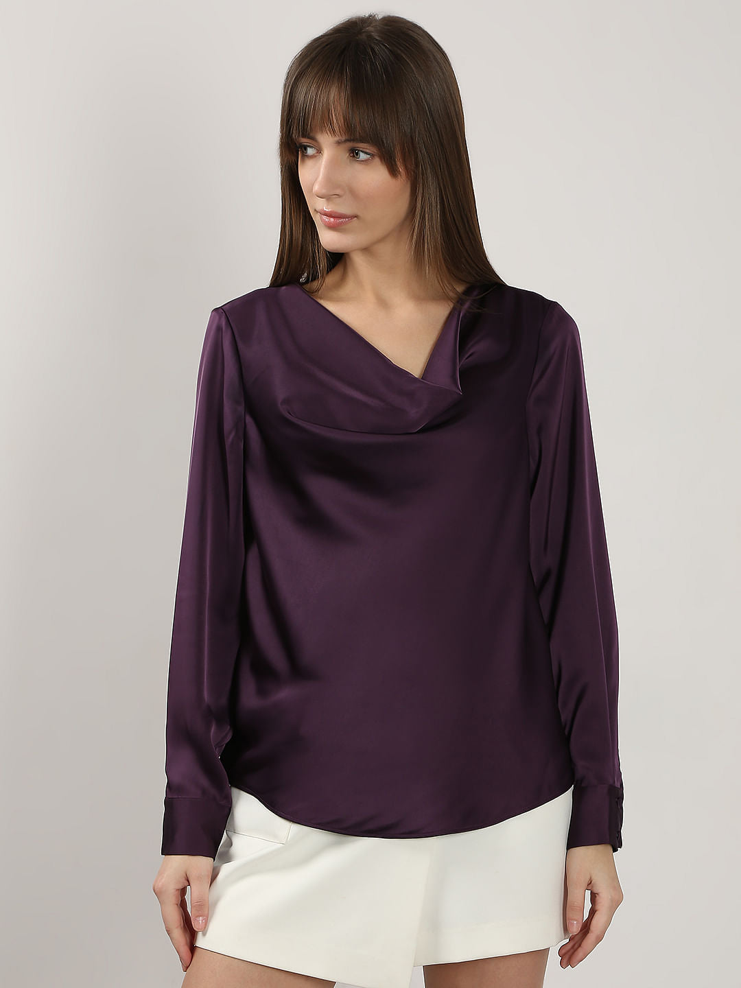 Dark Purple Cowl Neck Top