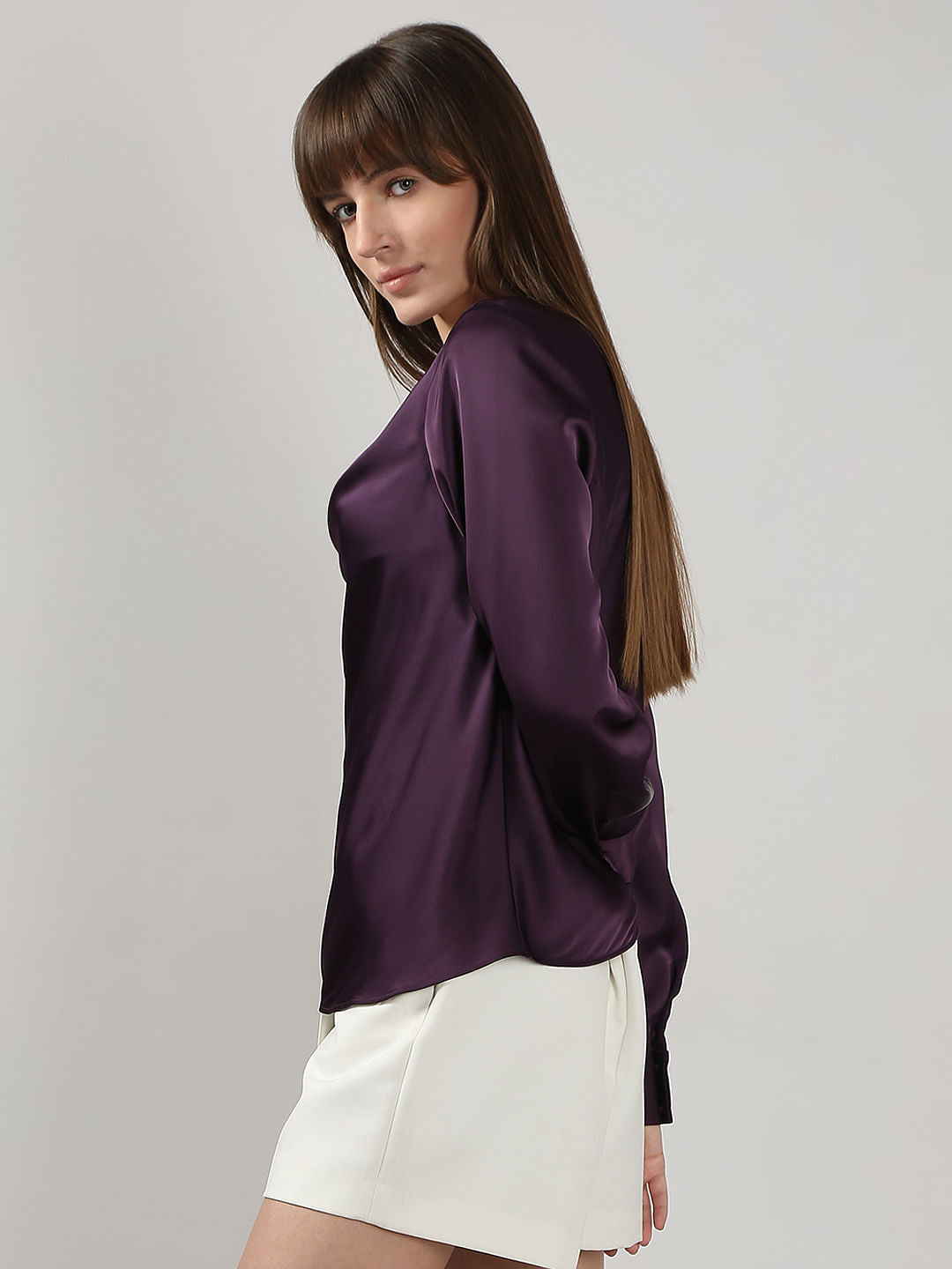 Dark Purple Cowl Neck Top