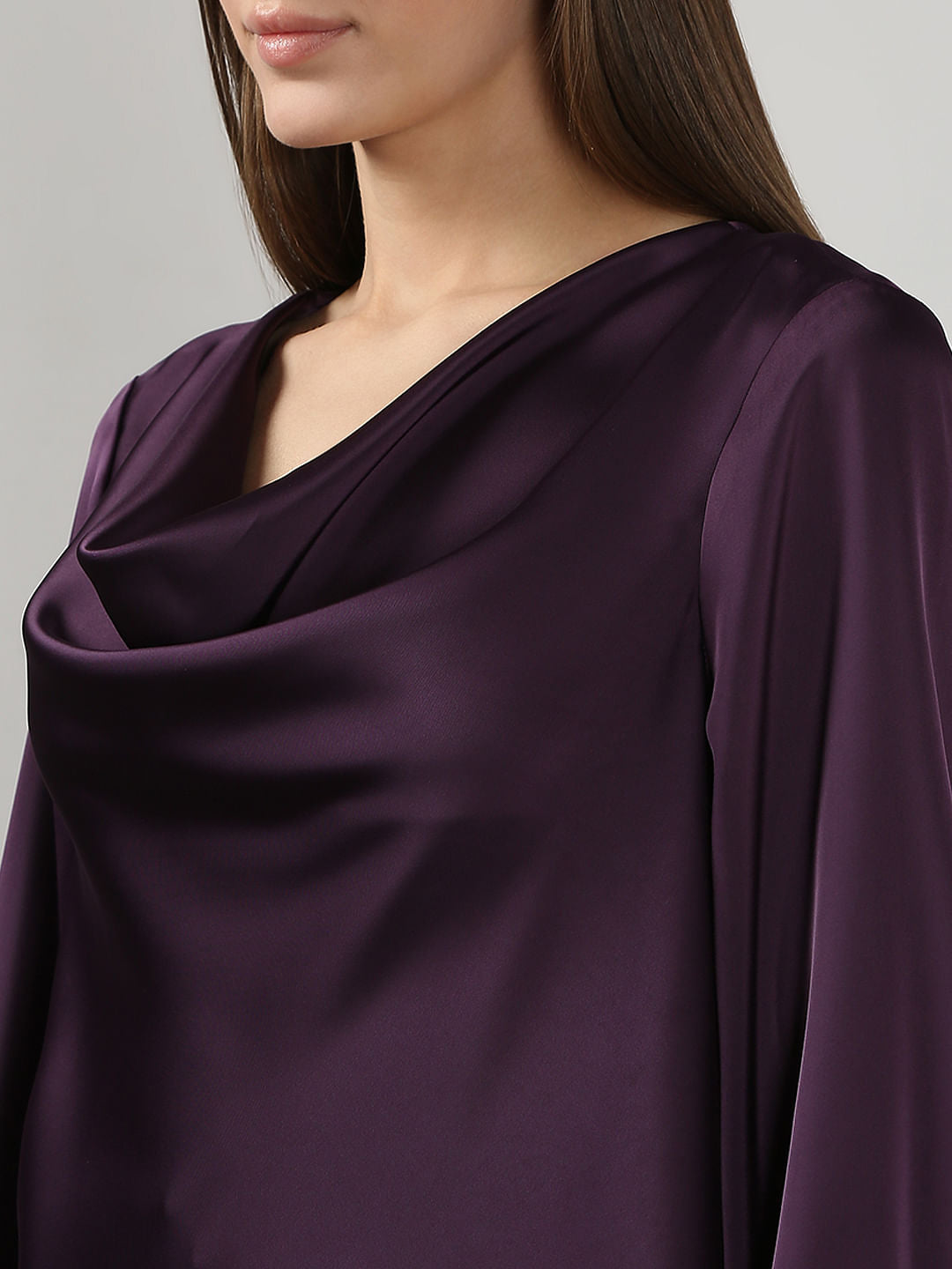 Dark Purple Cowl Neck Top