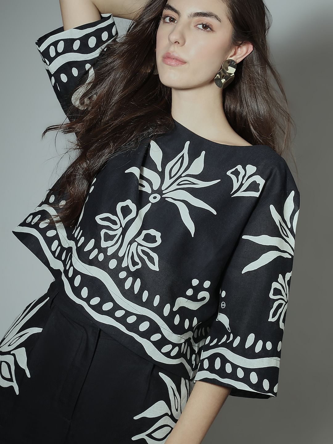 Black & White Printed Co-Ord Set Top