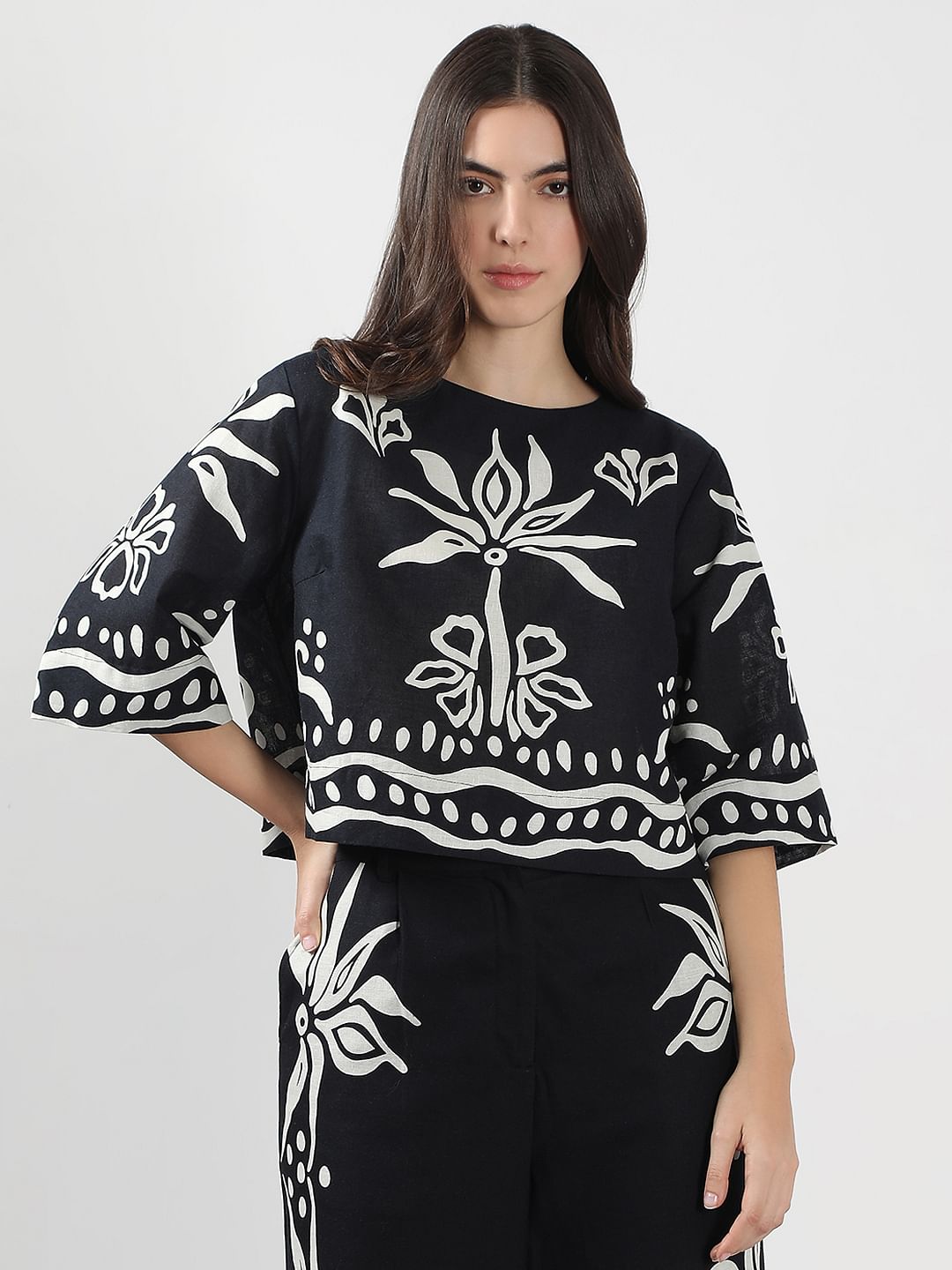 Black & White Printed Co-Ord Set Top