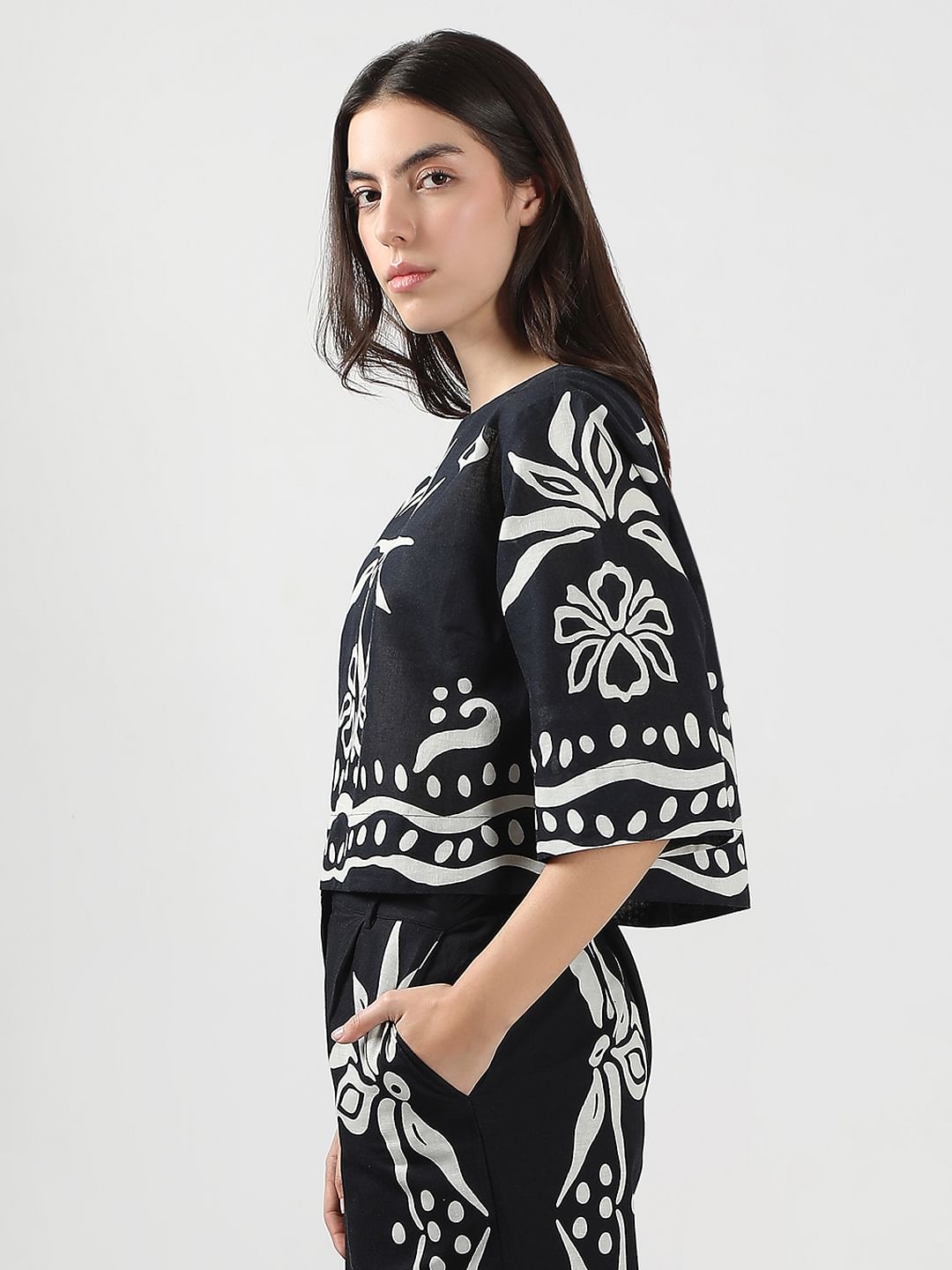 Black & White Printed Co-Ord Set Top